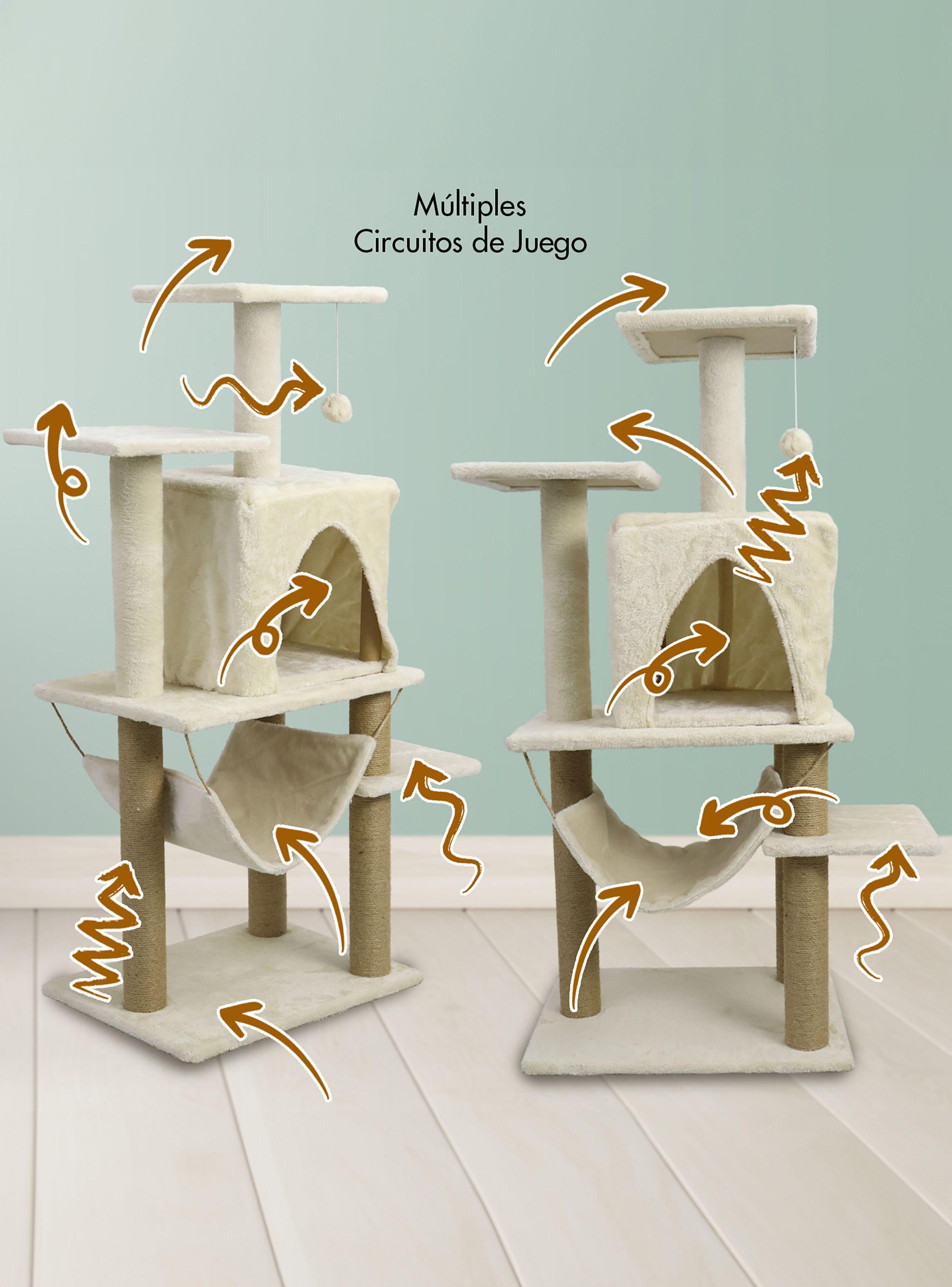 Torre Rascador Para Gatos Casa-Hamaca 113cm Beige-3