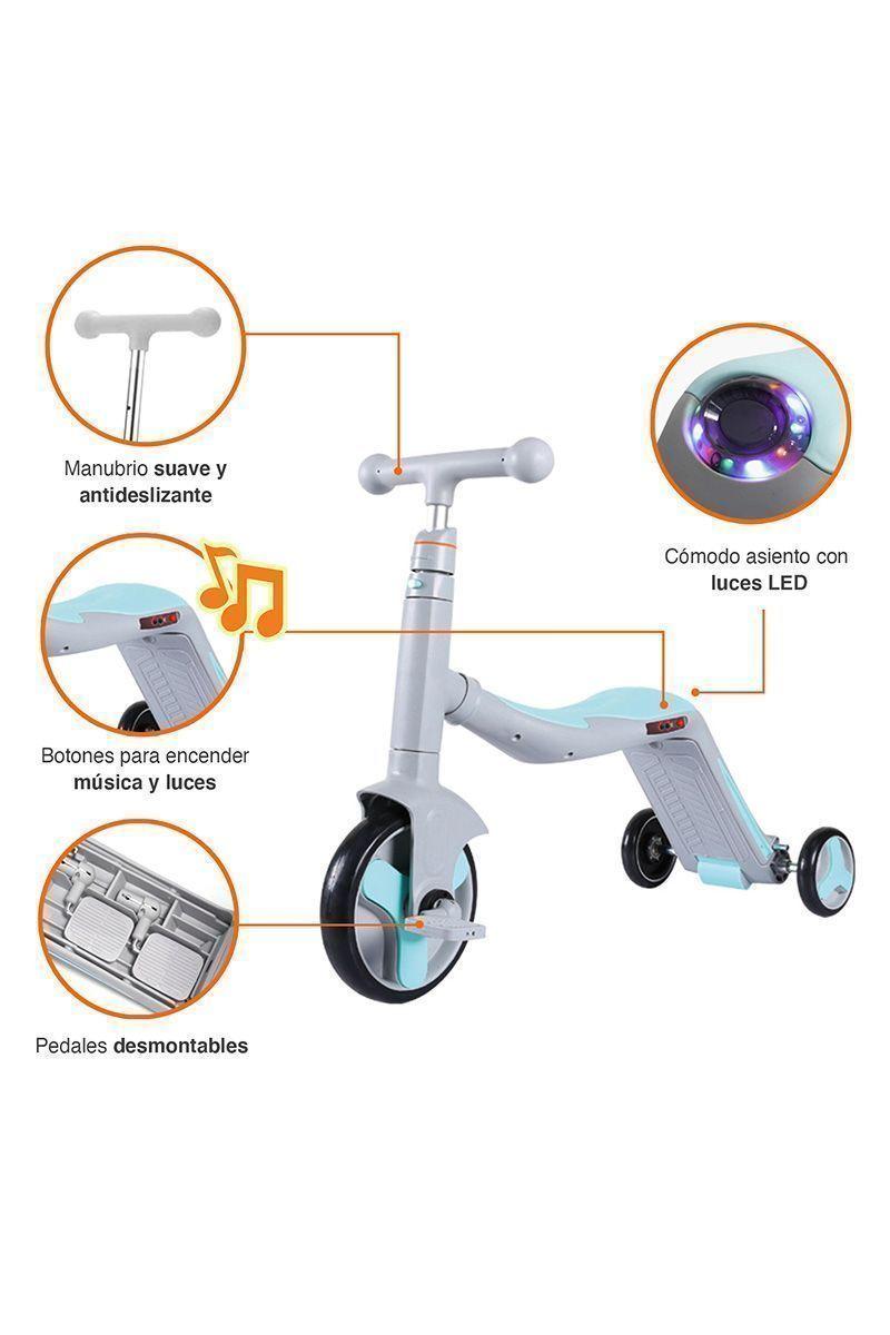 Triciclo Infantil 3 en 1 con Música Celeste-3