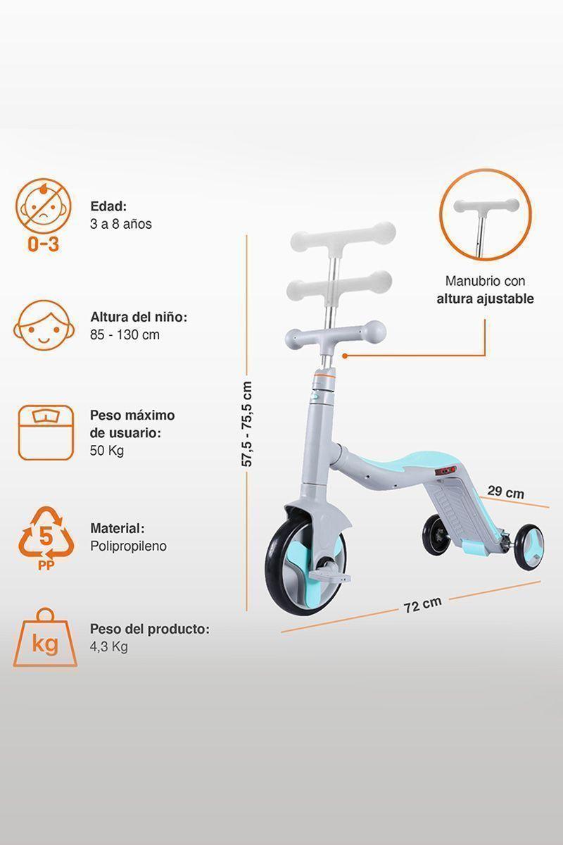 Triciclo Infantil 3 en 1 con Música Celeste-2