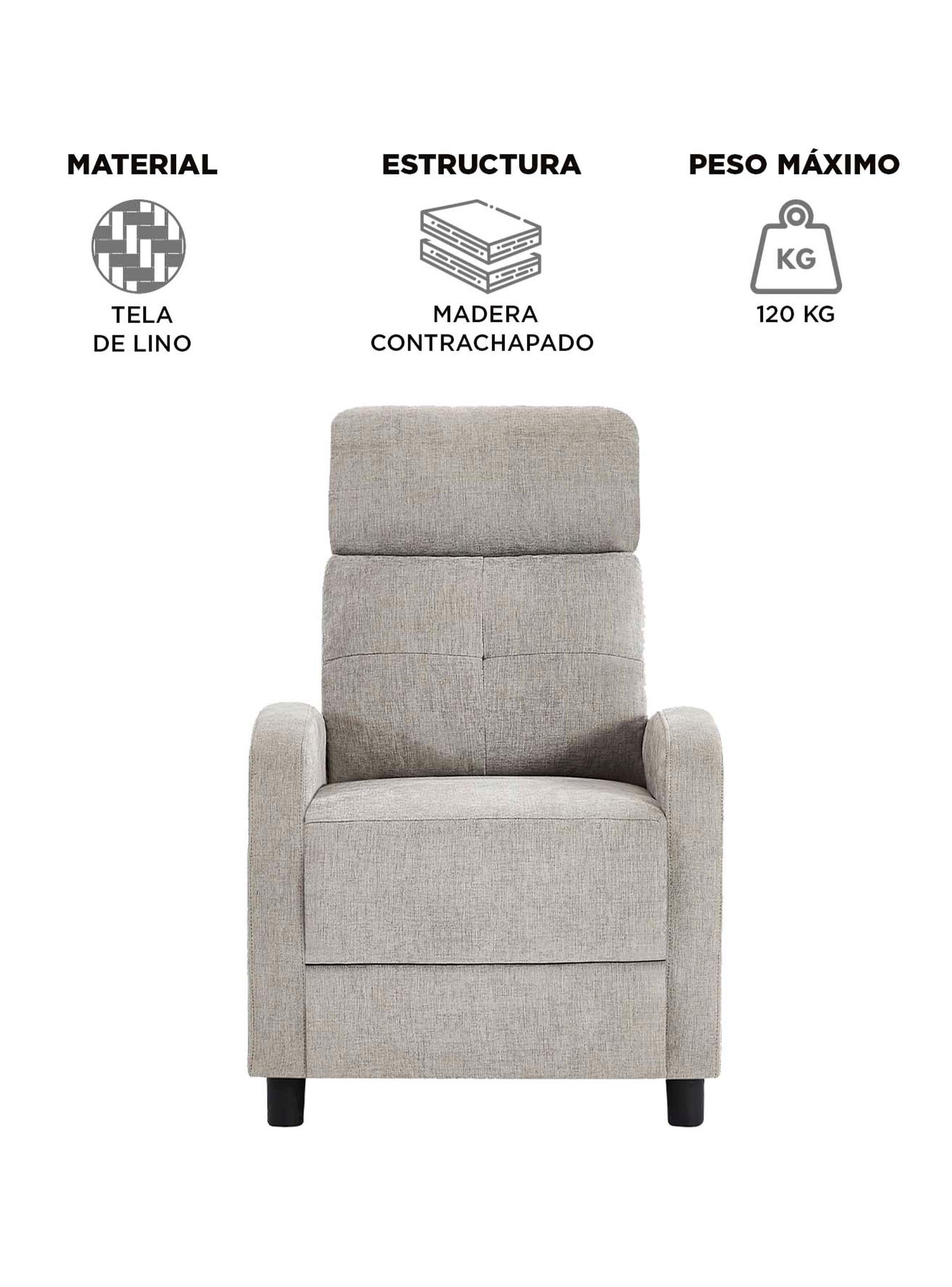 Berger Reclinable Lisboa Tela Gris-5