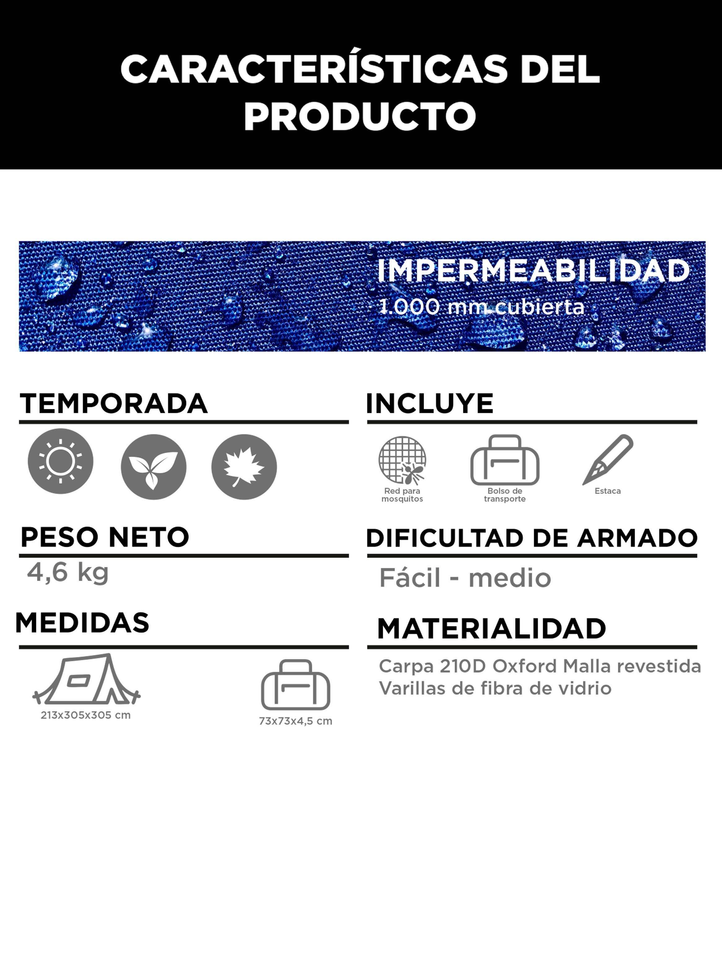 Toldo Comedor Camping Instantáneo Plegable 3.05 x 3.05 mts-4