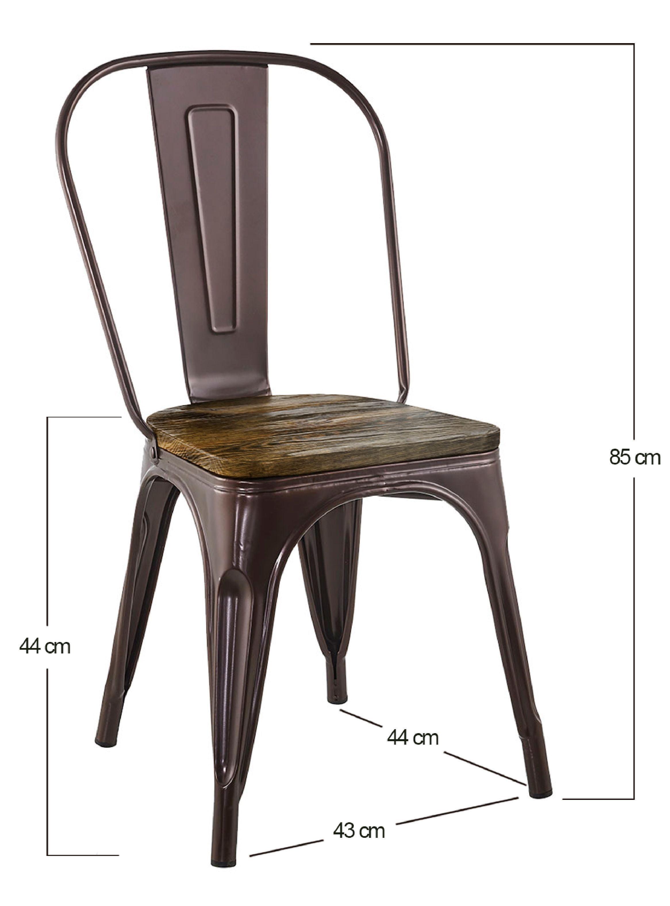 Pack 4 Sillas Tolix Vintage Asiento Madera Café-2