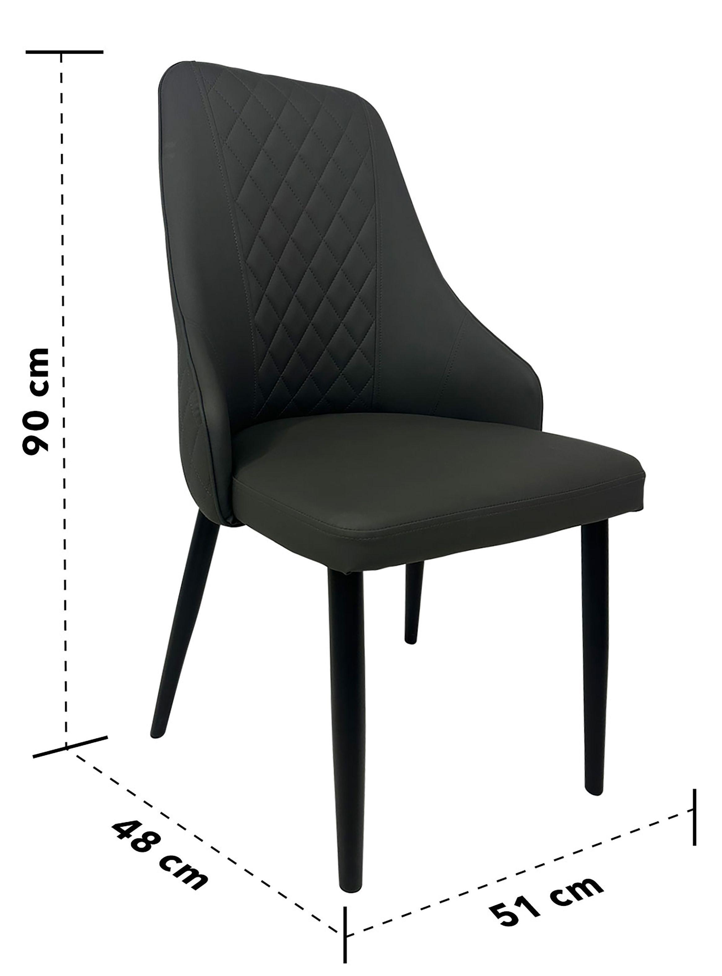 Pack 4 Sillas de Comedor PU Gris-2