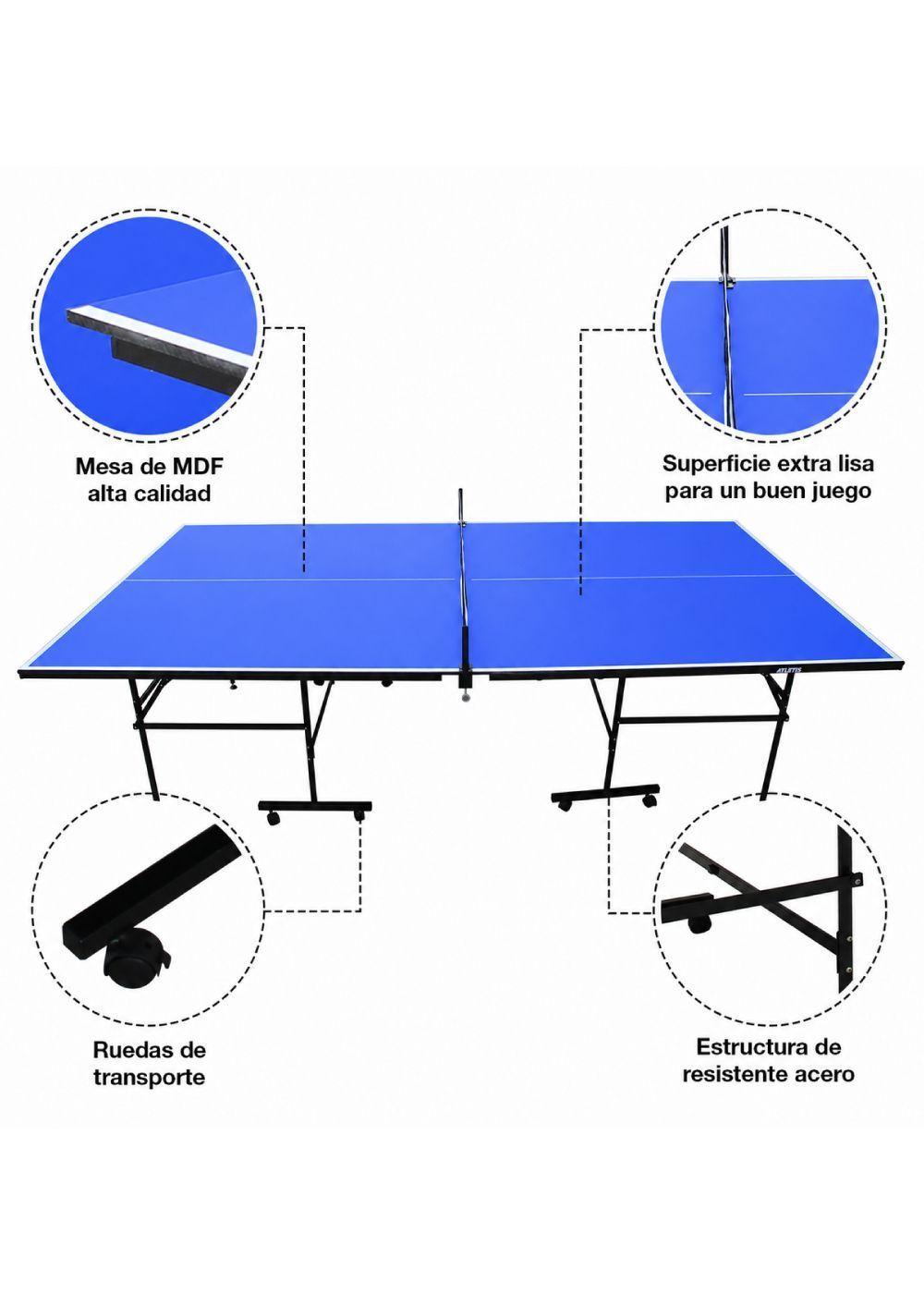 Mesa de Ping Pong Plegable Avanzada Azul-3