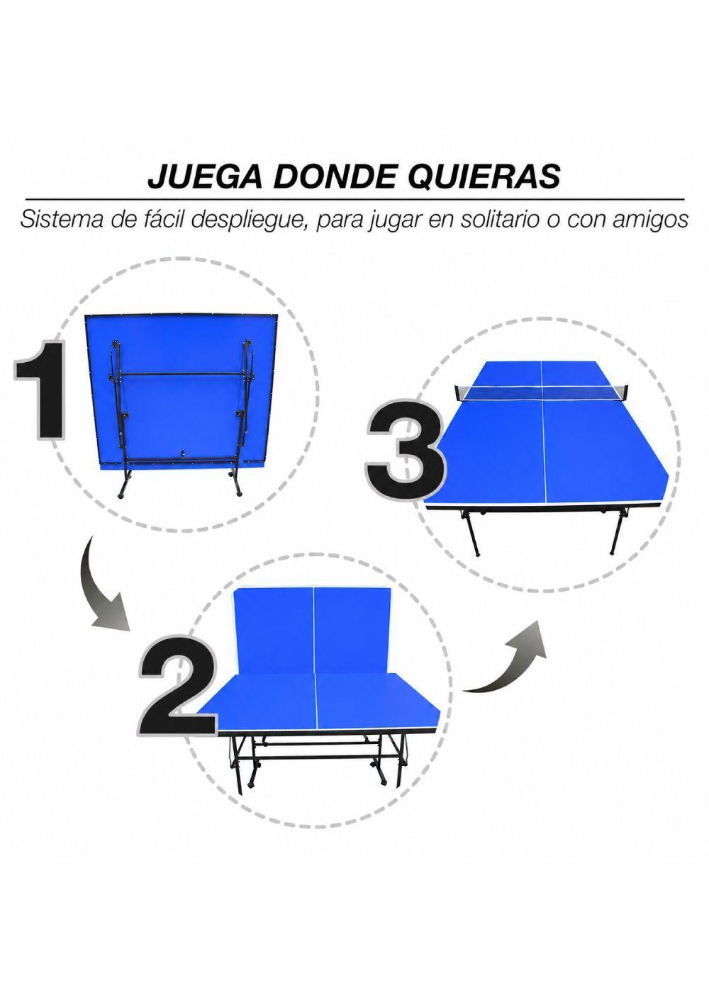 Mesa de Ping Pong Plegable Avanzada Azul-4