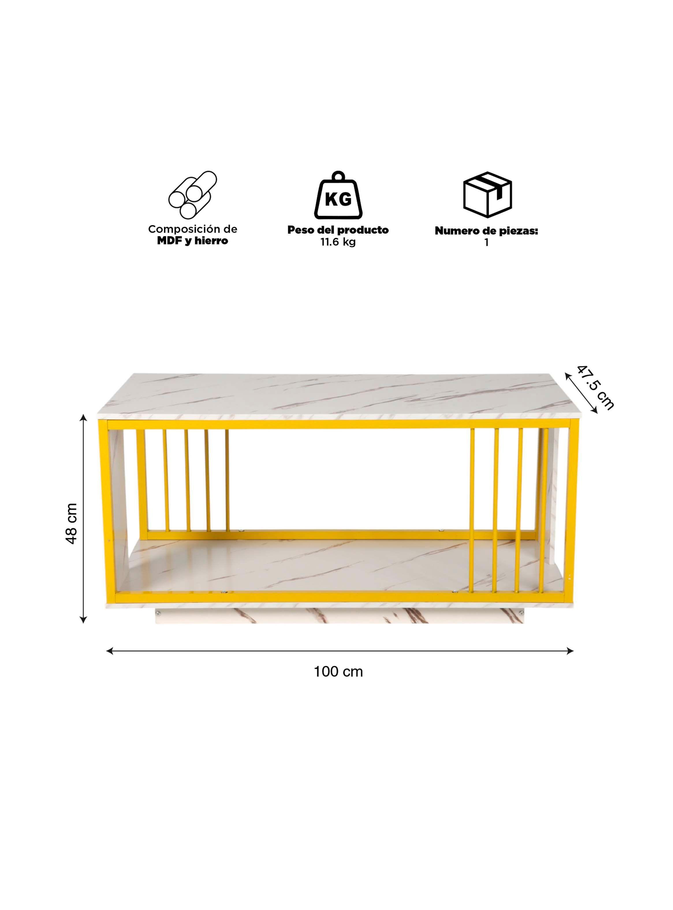 Mesa de Centro Dos Niveles Rectangular Blanca-2