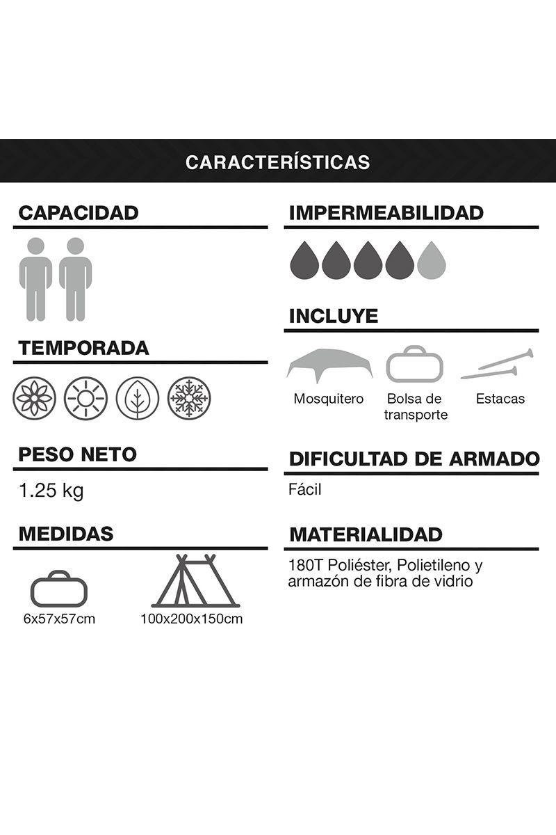 Carpa 2 Personas Camping Outdoor Naranjo-3