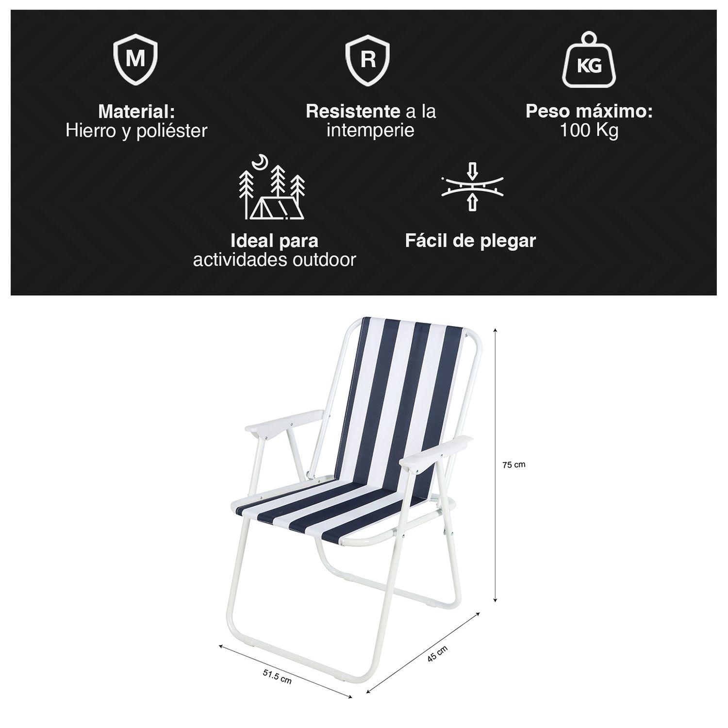 Silla Plegable con Reposabrazos Multicolor-2