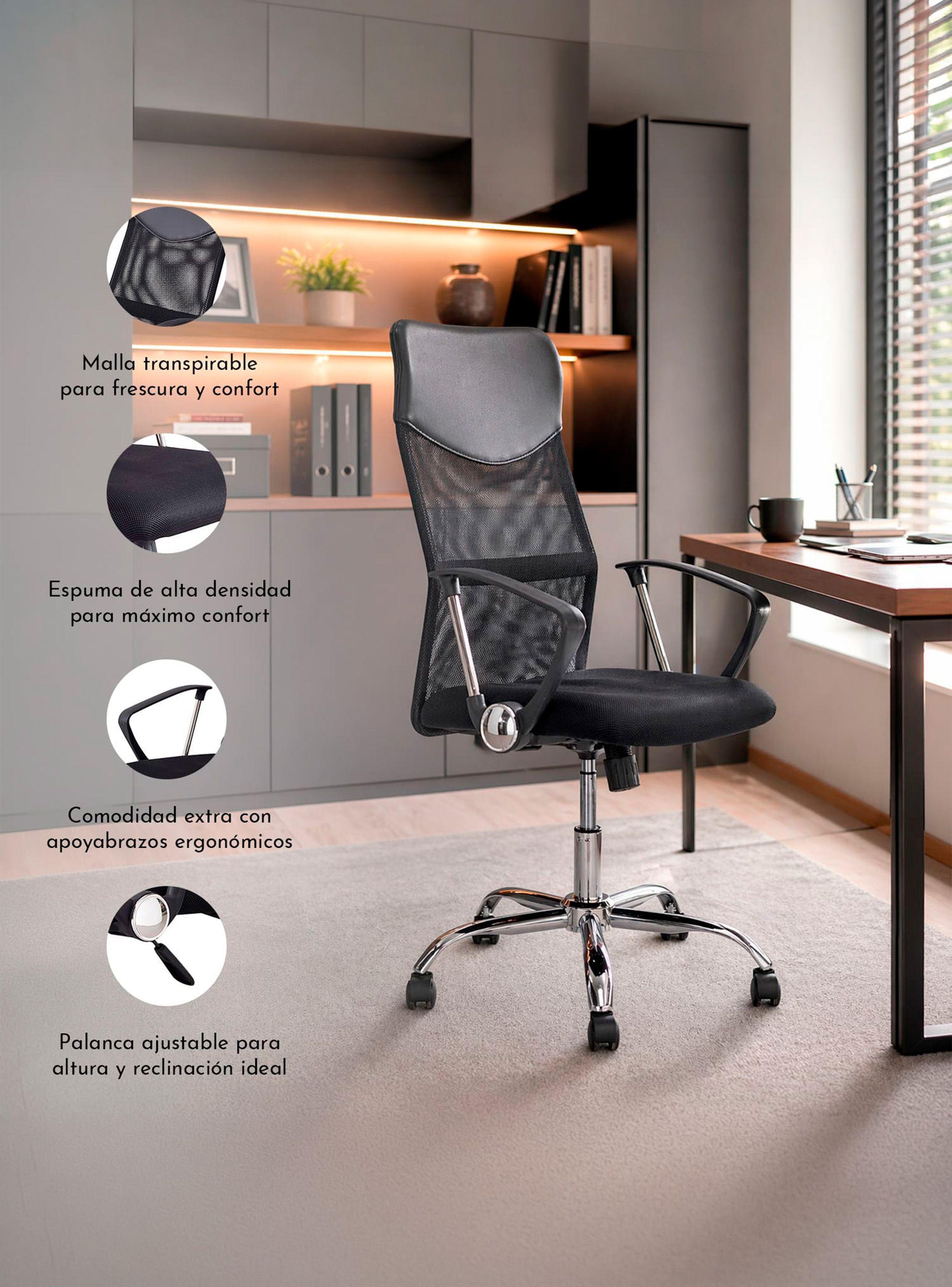 Silla Escritorio Ergonómica Autonomy Malla Reclinable Negra-4