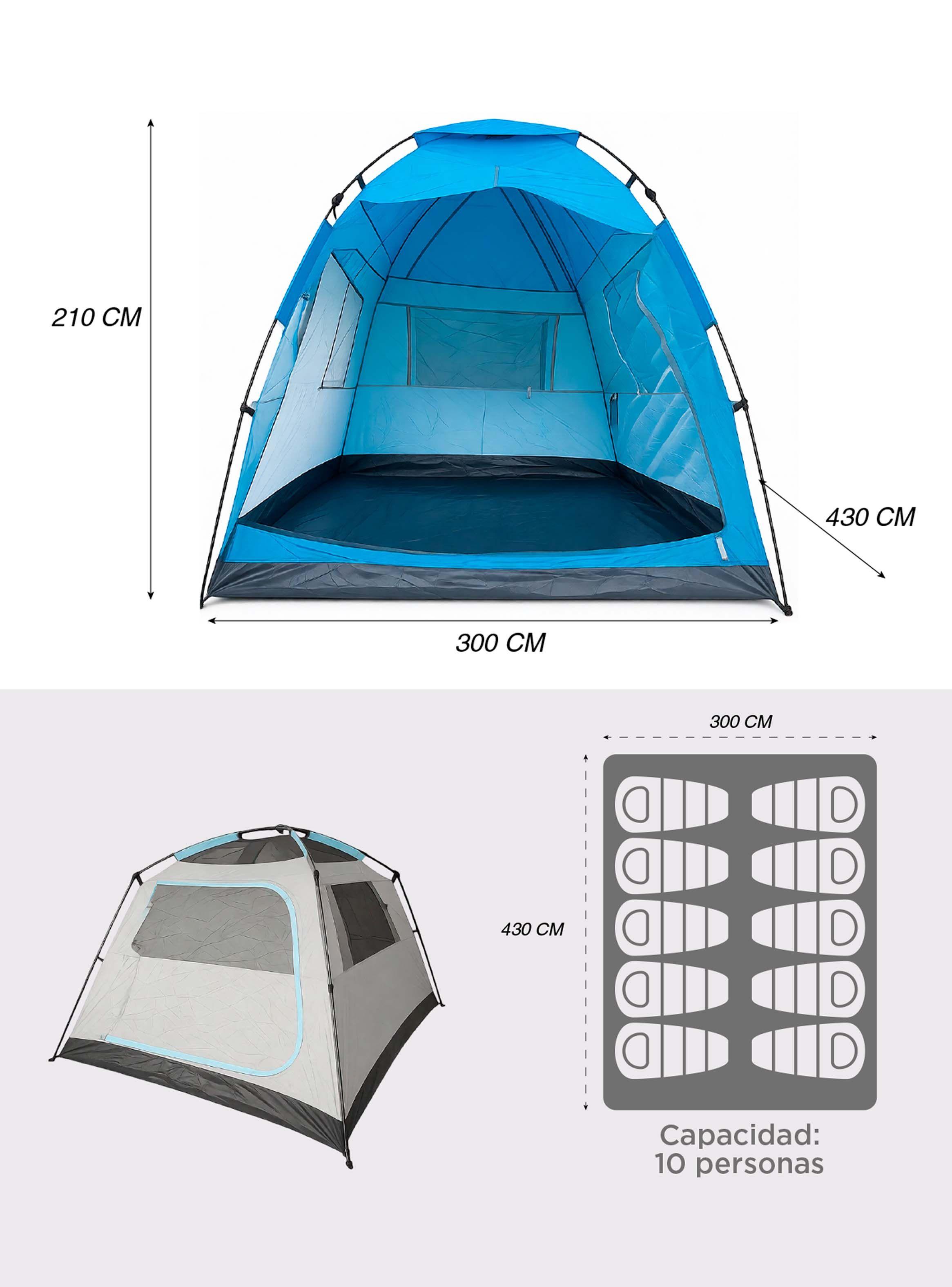 Carpa Camping Yosemite 10 pers. techo largo 3 m doble toldo-3