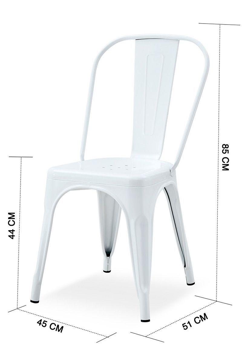 Pack De 4 Silla Metal Tolix Blanco-2