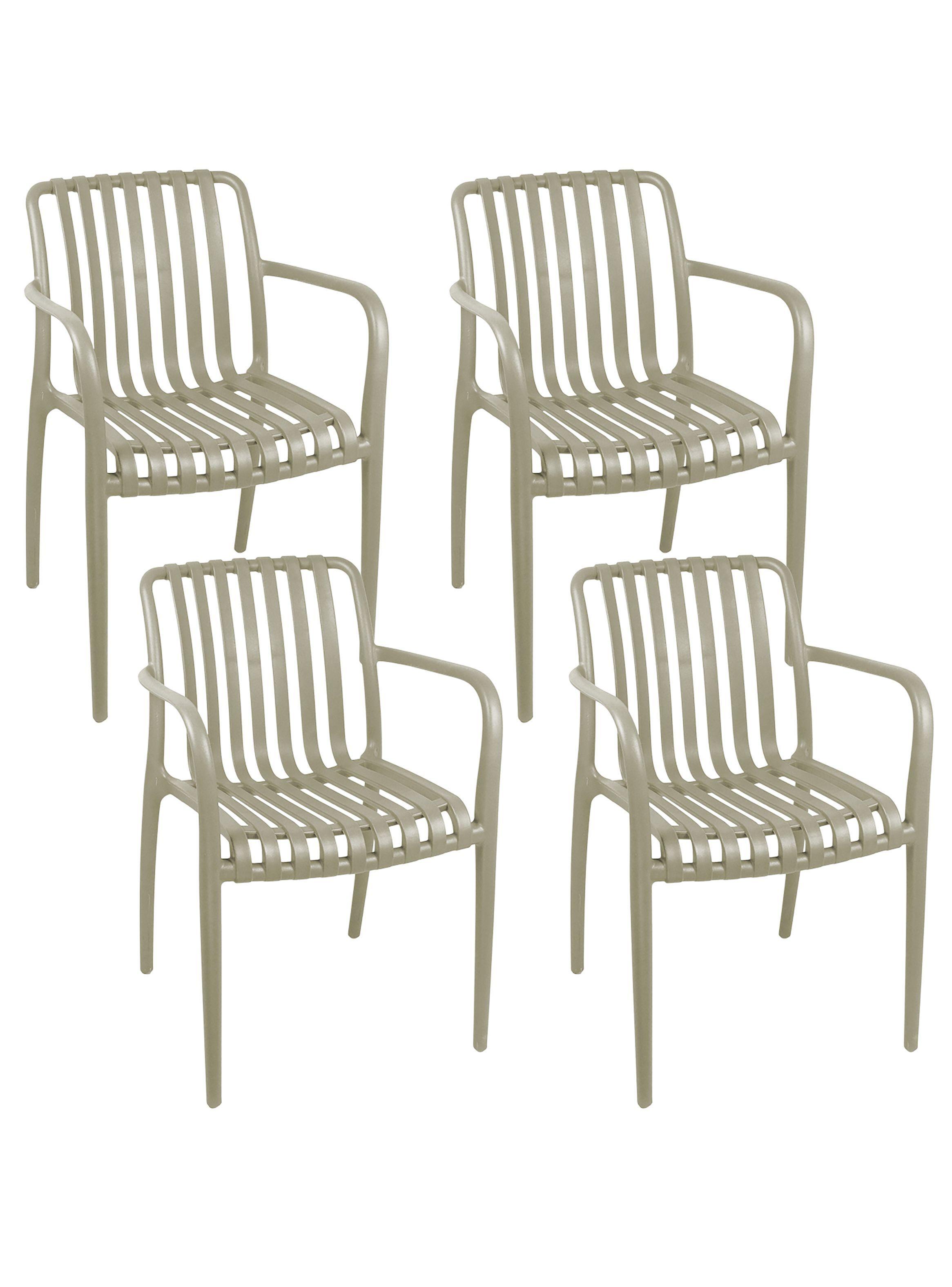 Pack 4 Sillas Terraza Plástica Giza Taupe-0