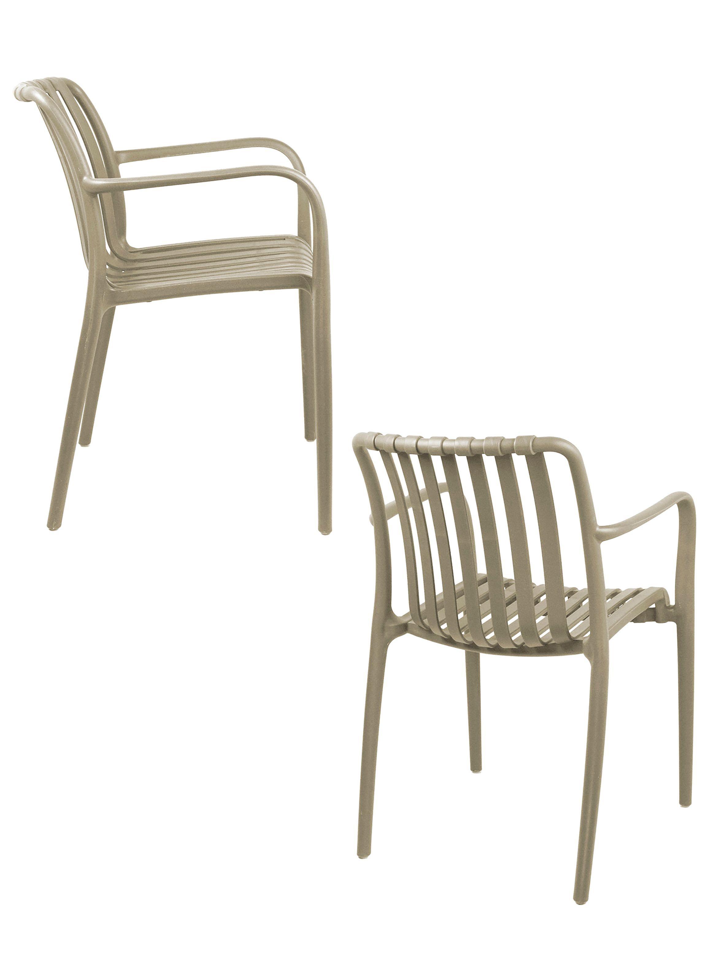 Pack 4 Sillas Terraza Plástica Giza Taupe-3