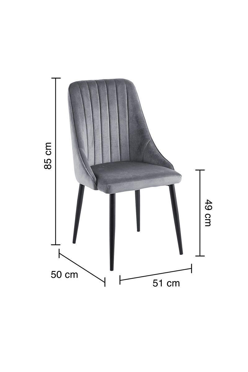 Pack 2 Sillas Comedor Terciopelo Giorgio Gris-2