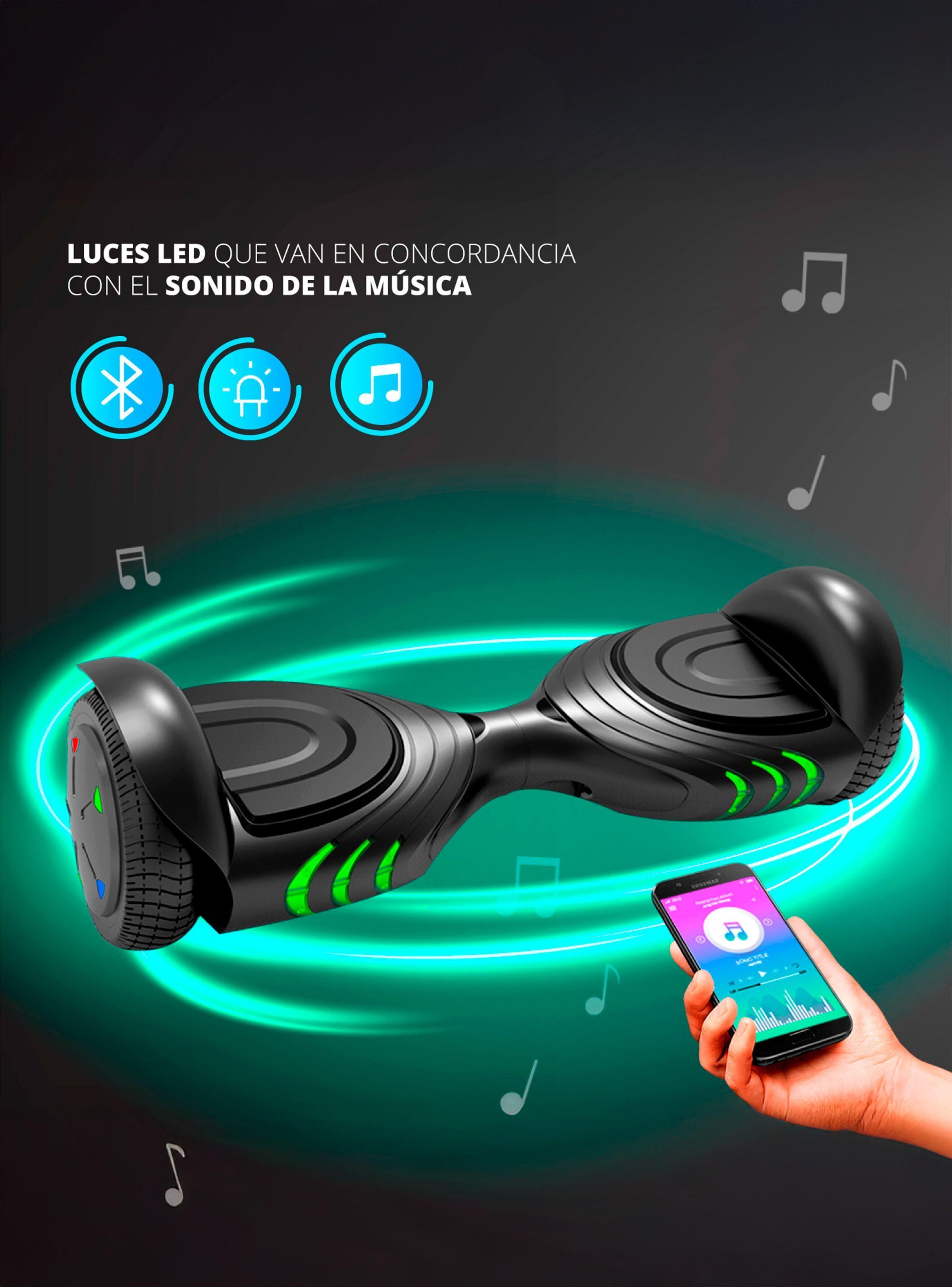 Scooter Hoverboard Bluetooth Luces LED - Negro-5