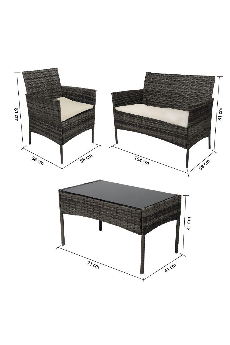 Set Terraza 4 Piezas Positano Mesa + Sillón Negro-2