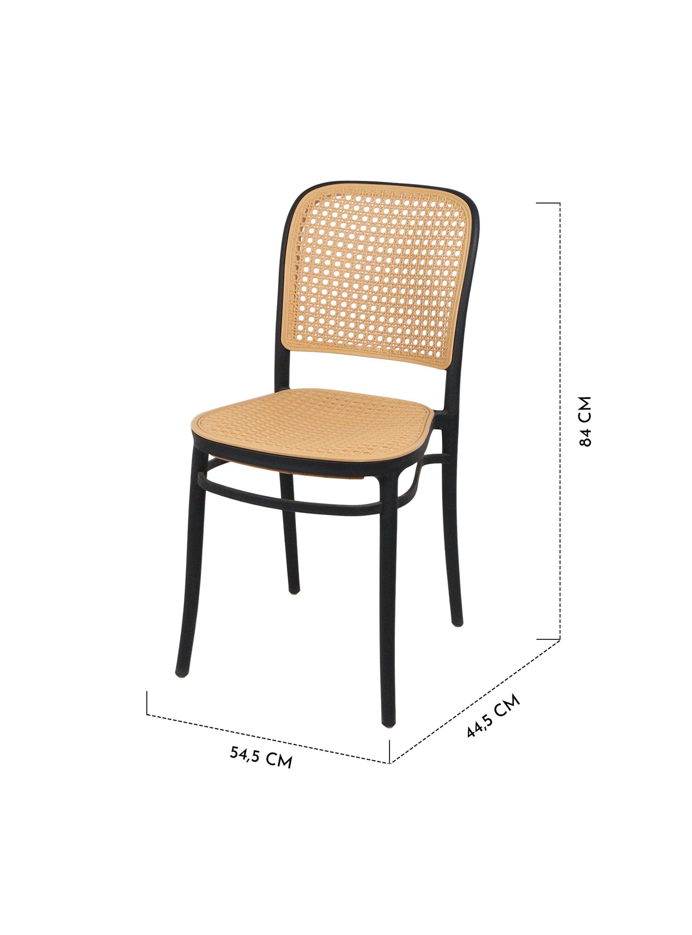 Pack 4 Sillas Terraza Plástica Cairo Negra/Beige Grande-2