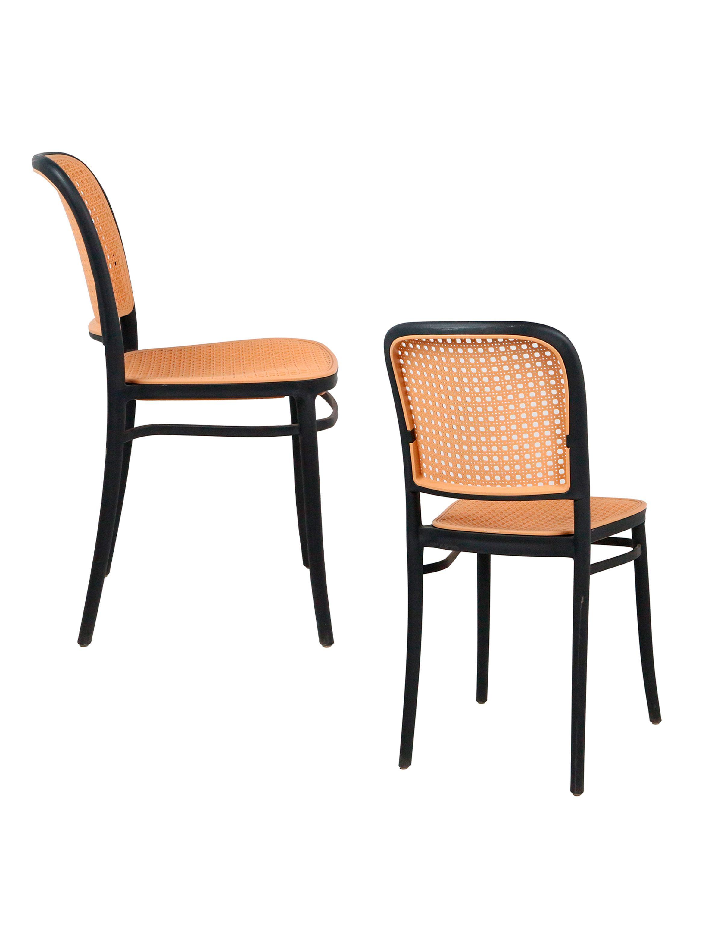 Pack 4 Sillas Terraza Plástica Cairo Negra/Beige Grande-3