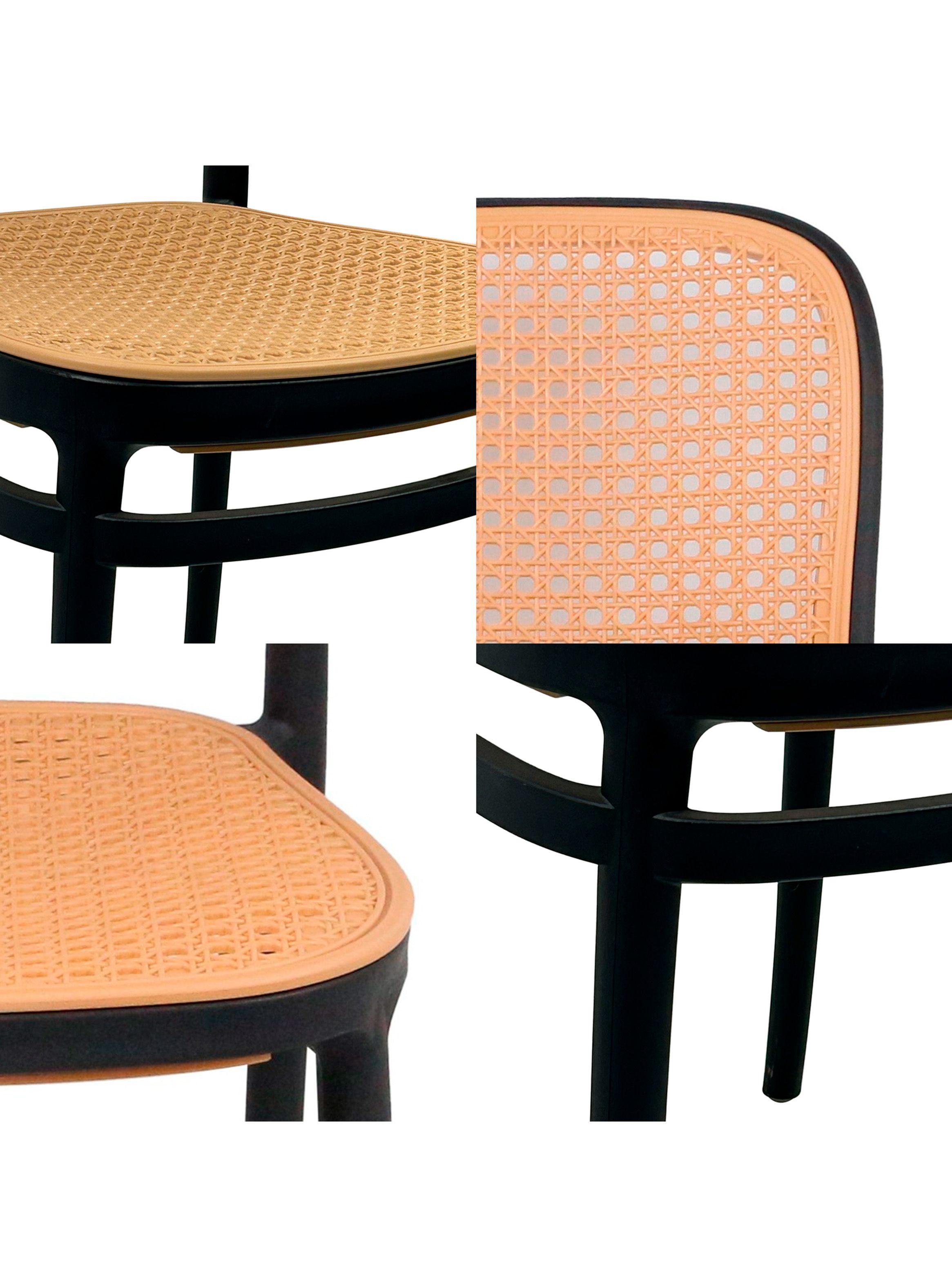 Pack 4 Sillas Terraza Plástica Cairo Negra/Beige Grande-4