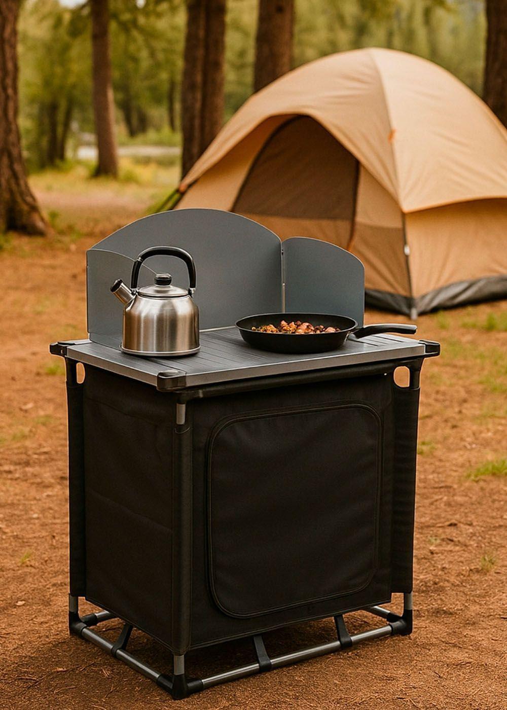 Mesa de Cocina Plegable Camping Negra-6