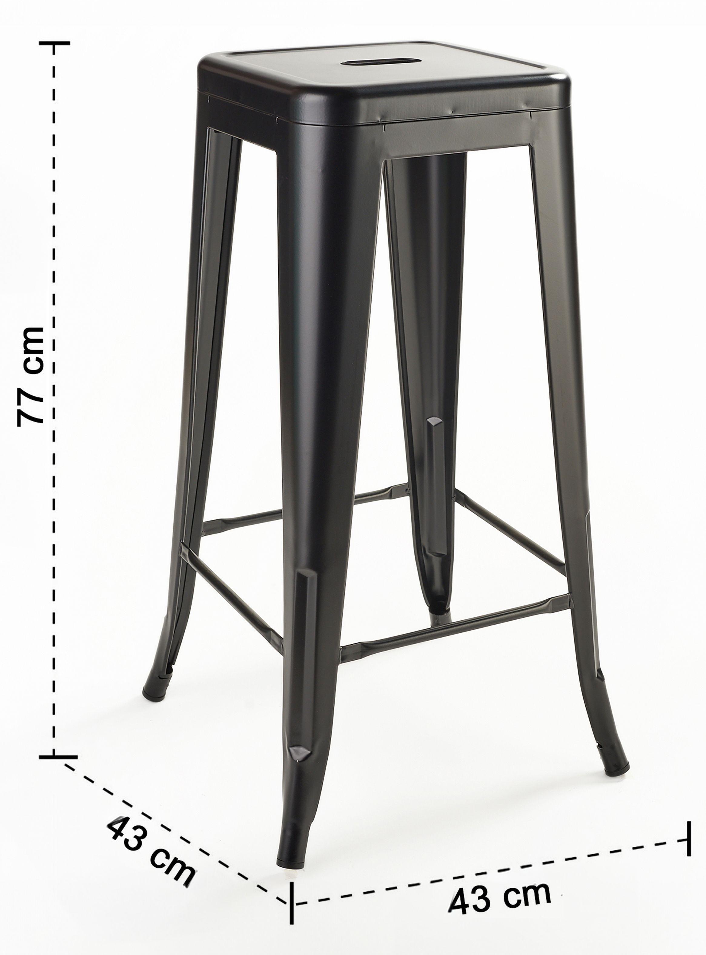 Pack 4 Pisos de Bar Metal Tolix Negro-2