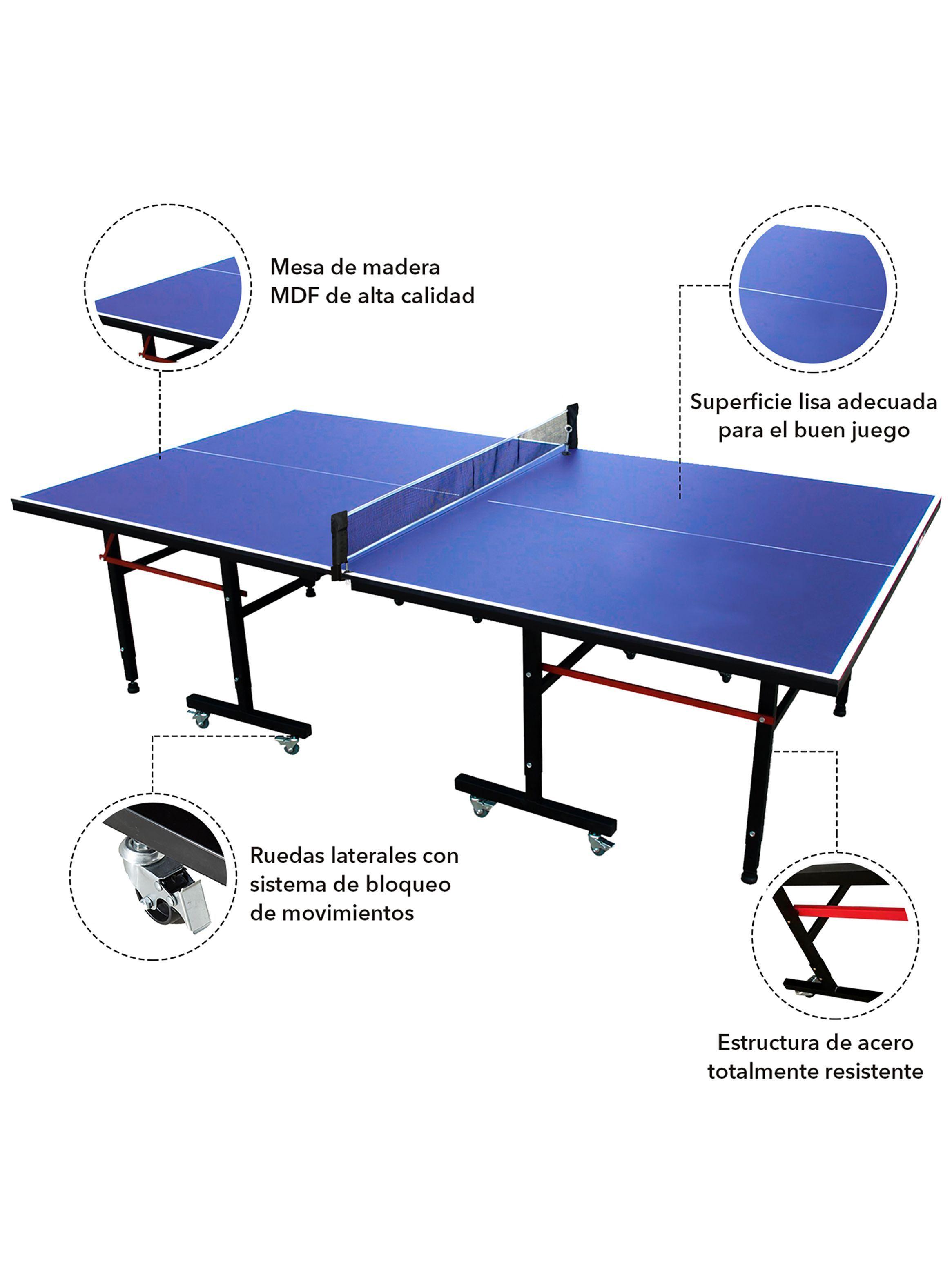 Mesa de Ping Pong Plegable Profesional Azul-3