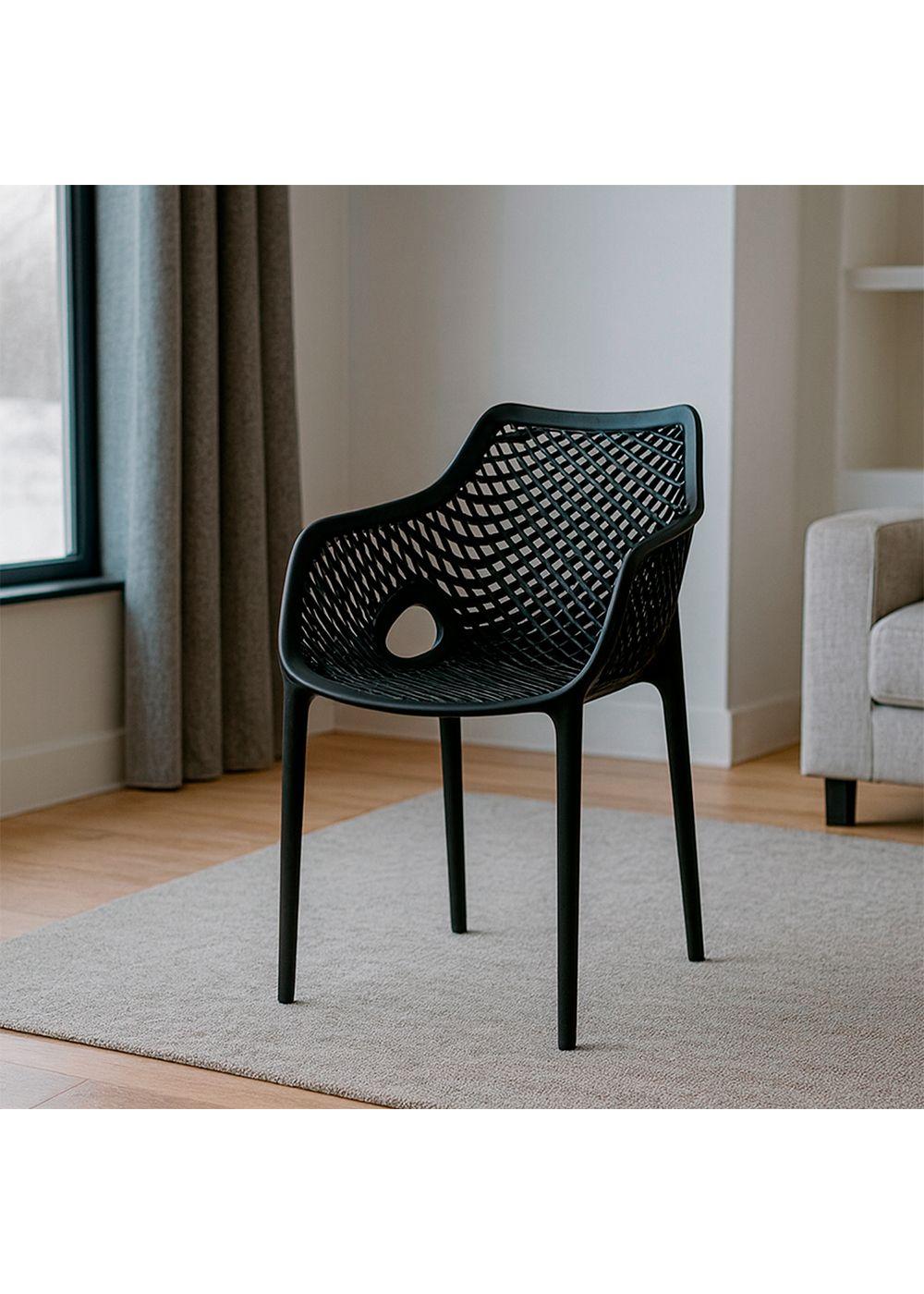 Silla Terraza Plástica Qatar Negra-1