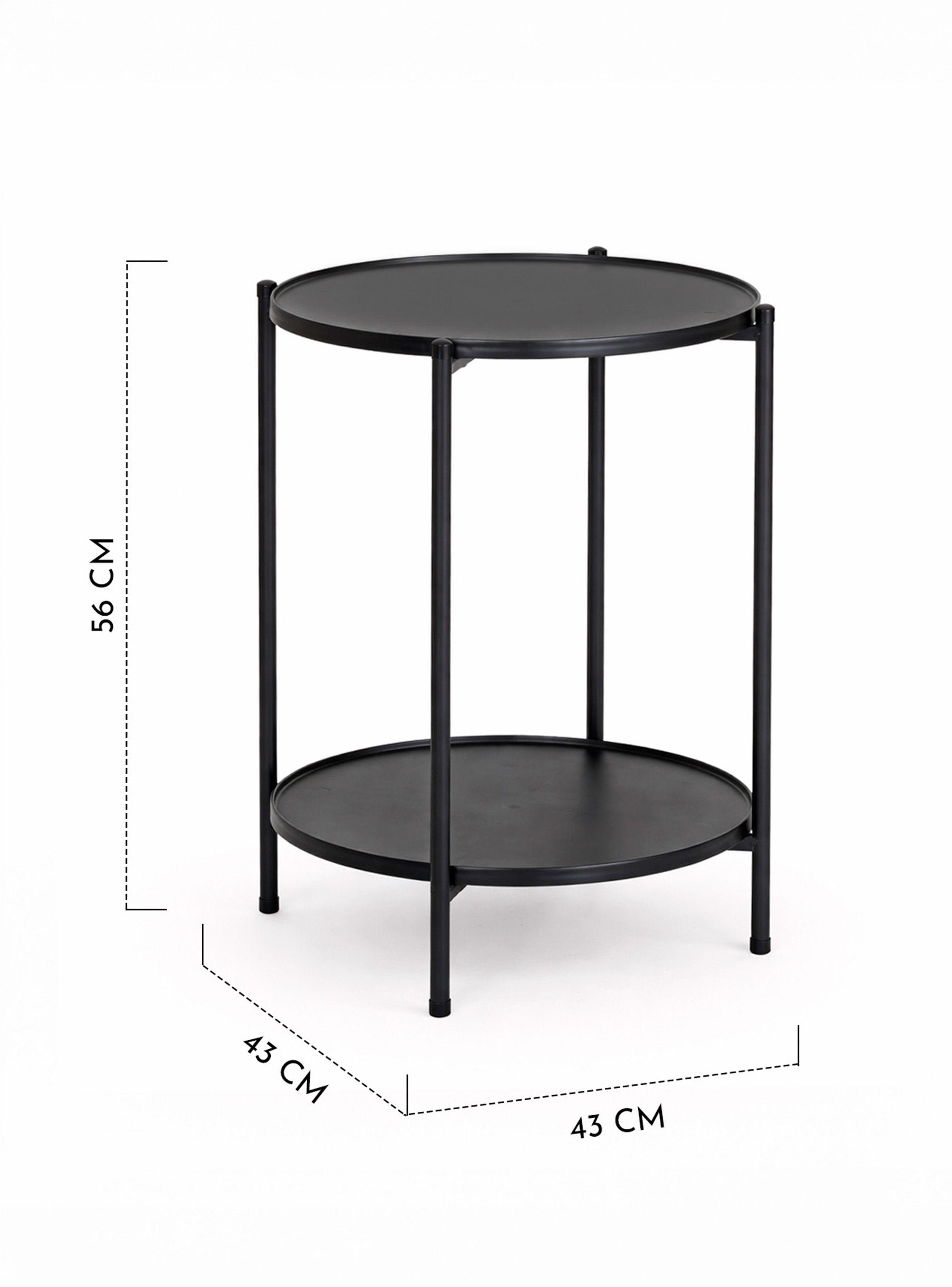 Mesa Lateral metálica con repisa 57x43x43 cm Negro-2