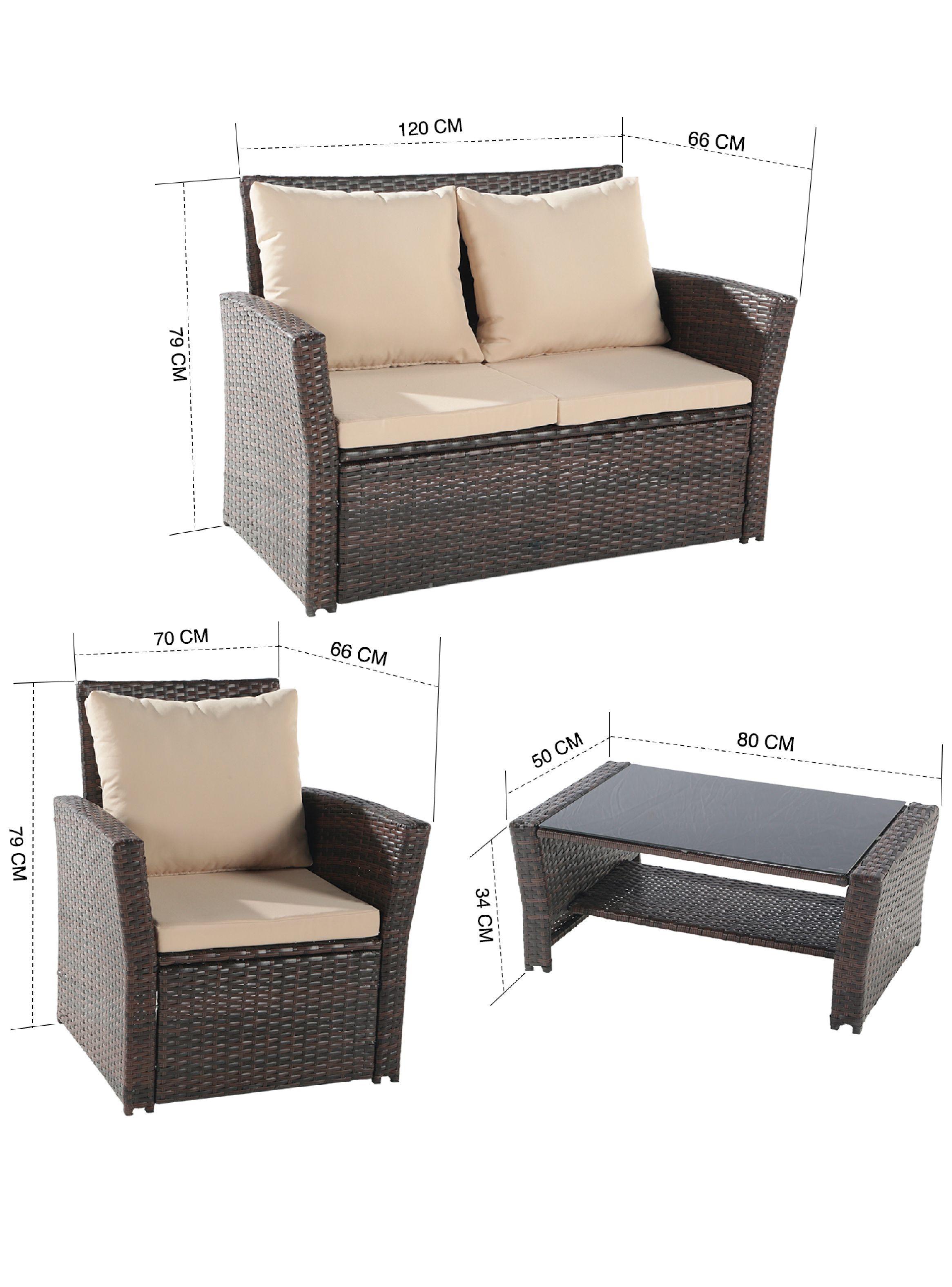 Set Living Terraza 4 Piezas Mediterraneo Café-7