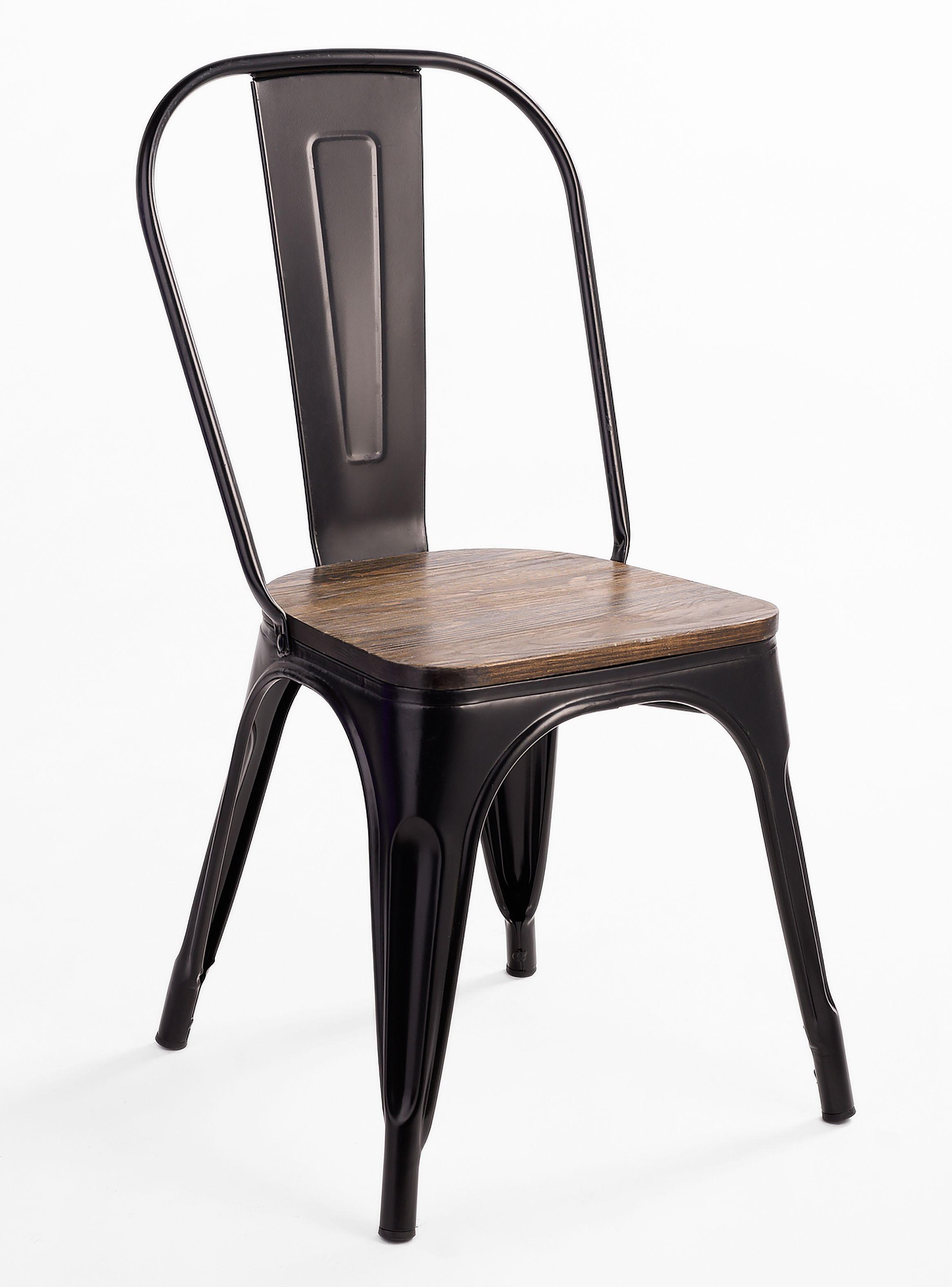 Pack 4 Sillas Tolix Vintage Asiento Madera Negro-3