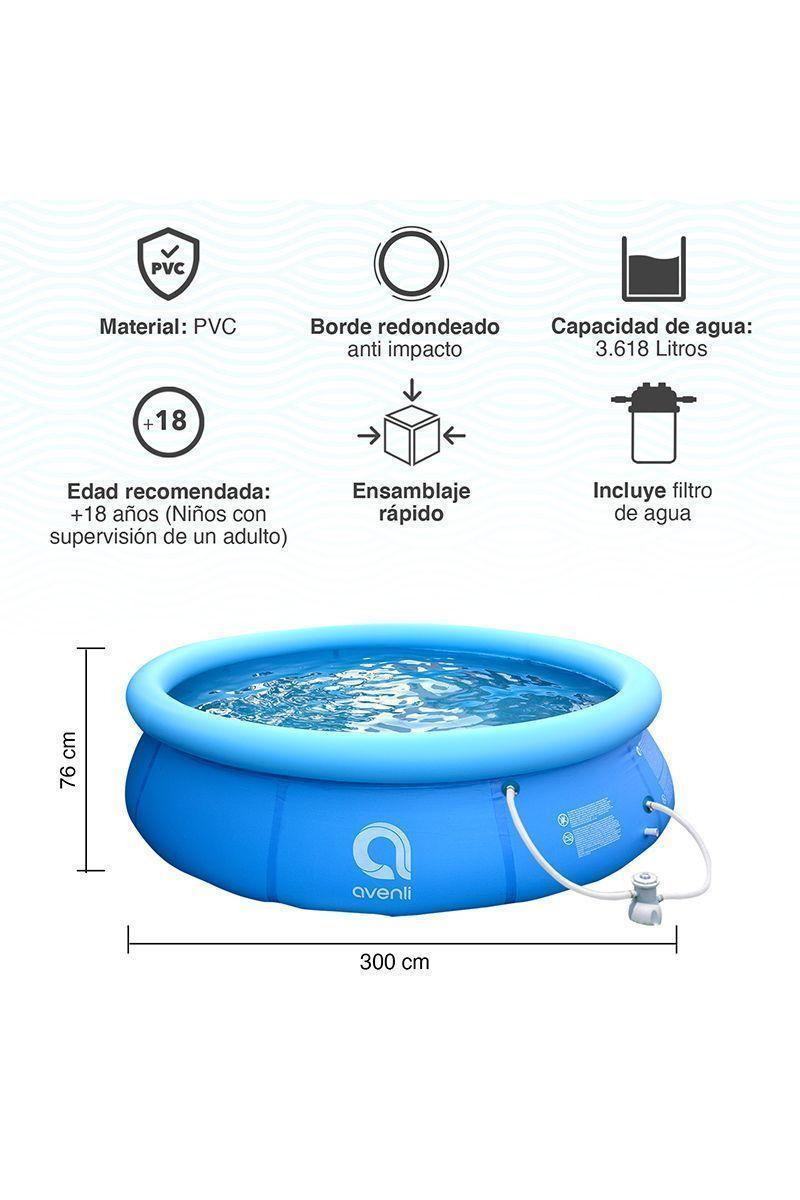 Piscina Inflable con Filtro 3618L 76x300cm Celeste-2