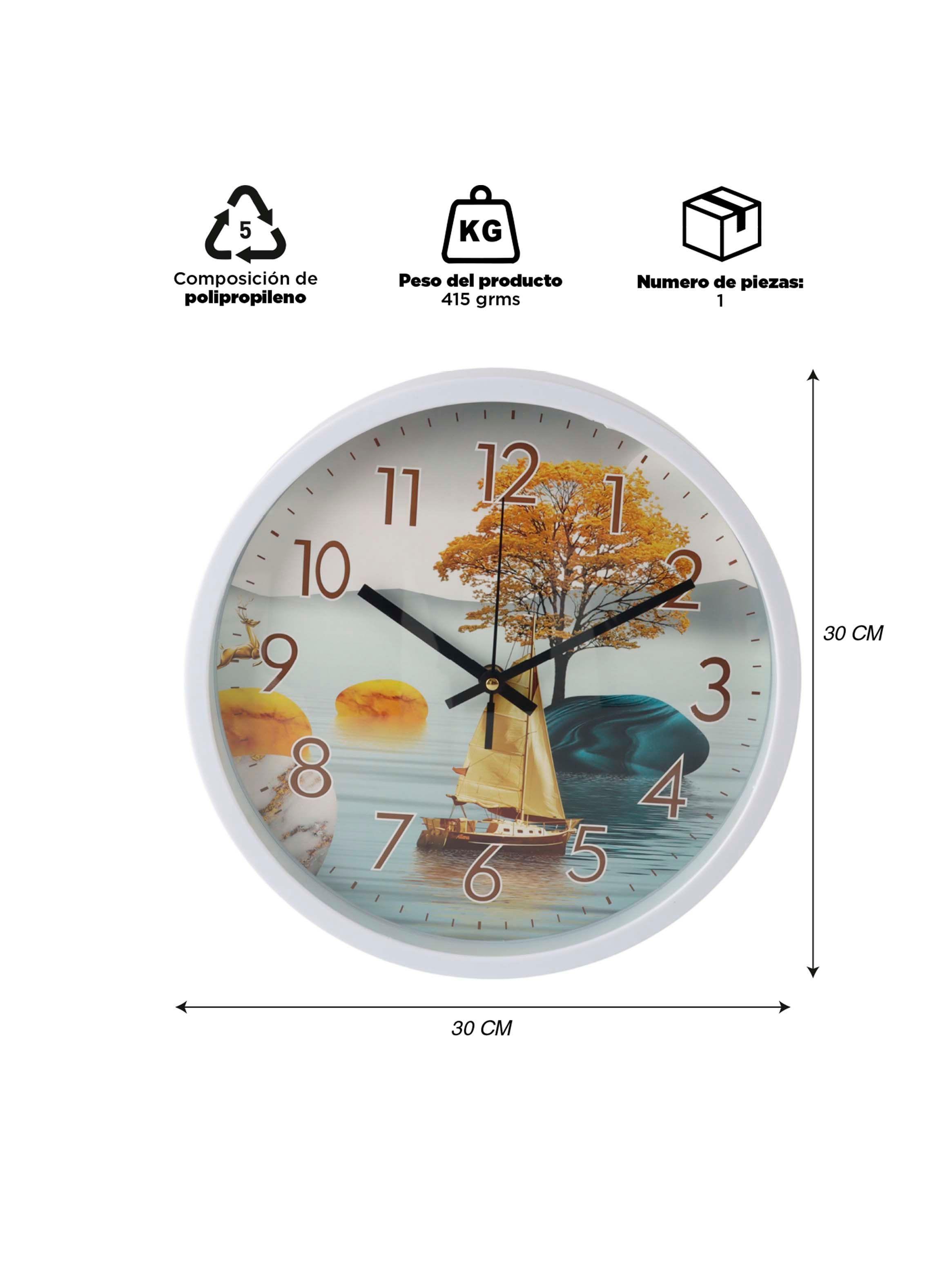 Reloj Decorativo Pared  Diseño 30 cm blanco-2