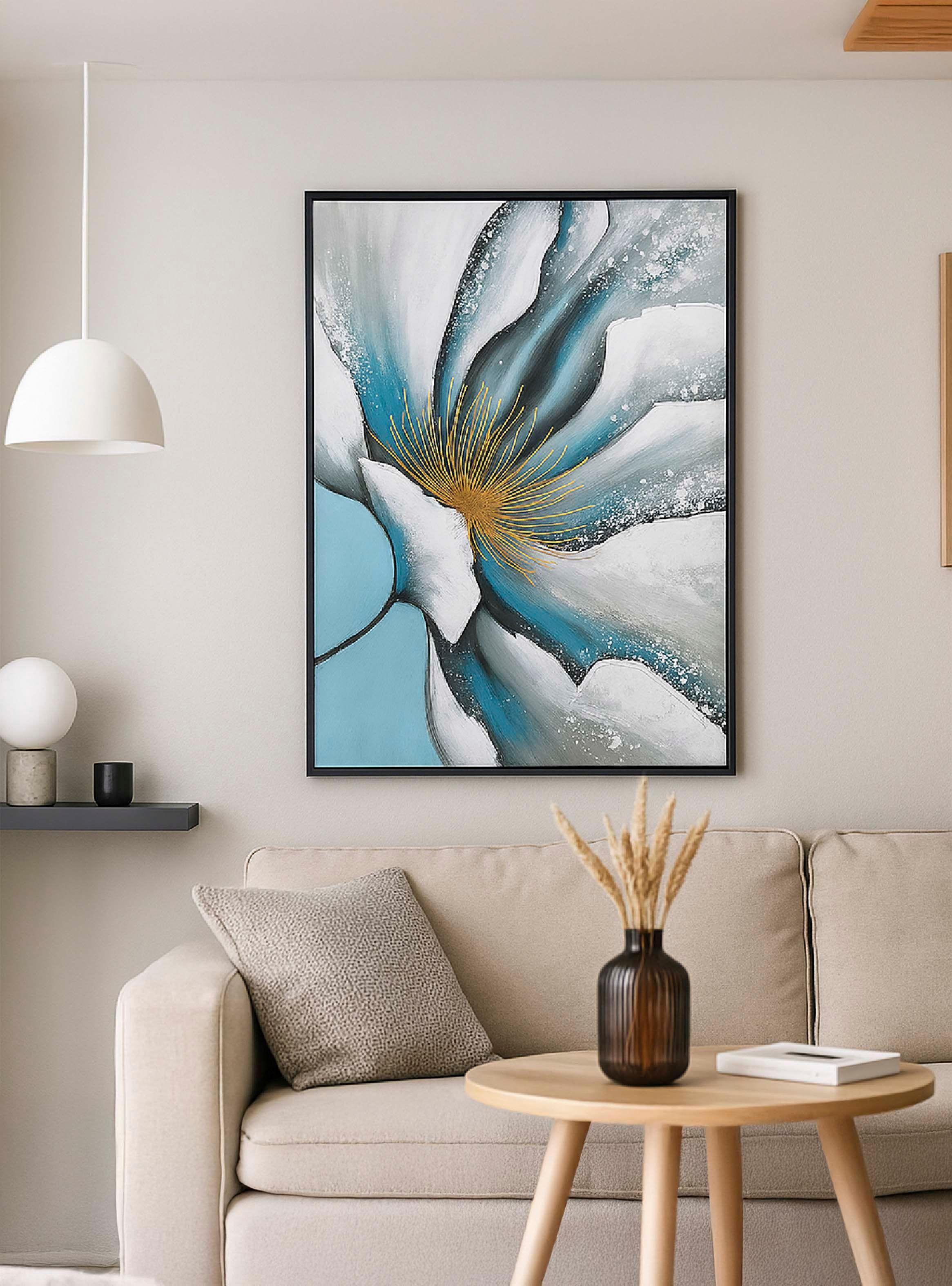 Cuadro Decorativo Flor Azul 90x60cm-2