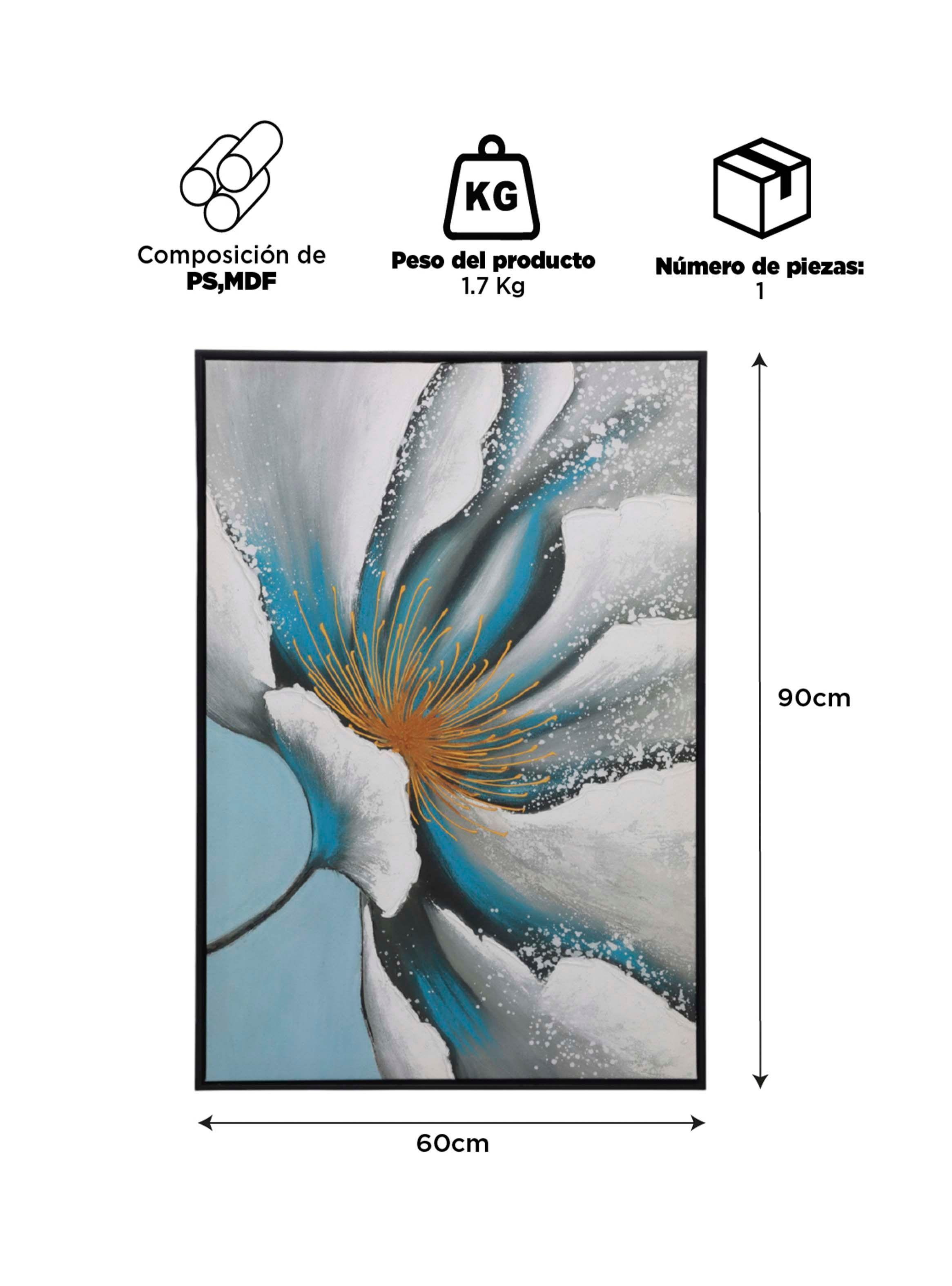 Cuadro Decorativo Flor Azul 90x60cm-1