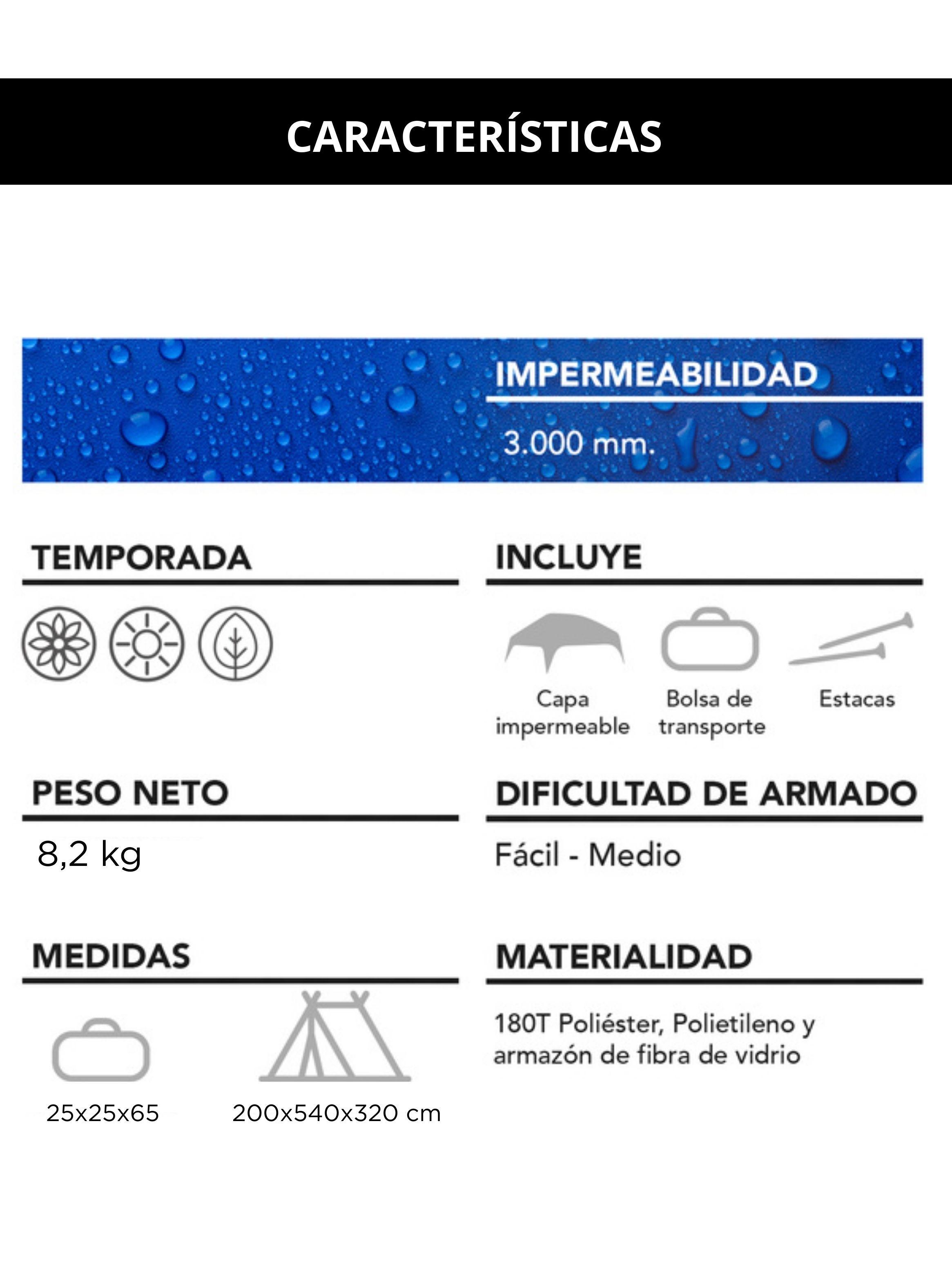 Carpa 12 Personas Camping Outdoor Azul-7
