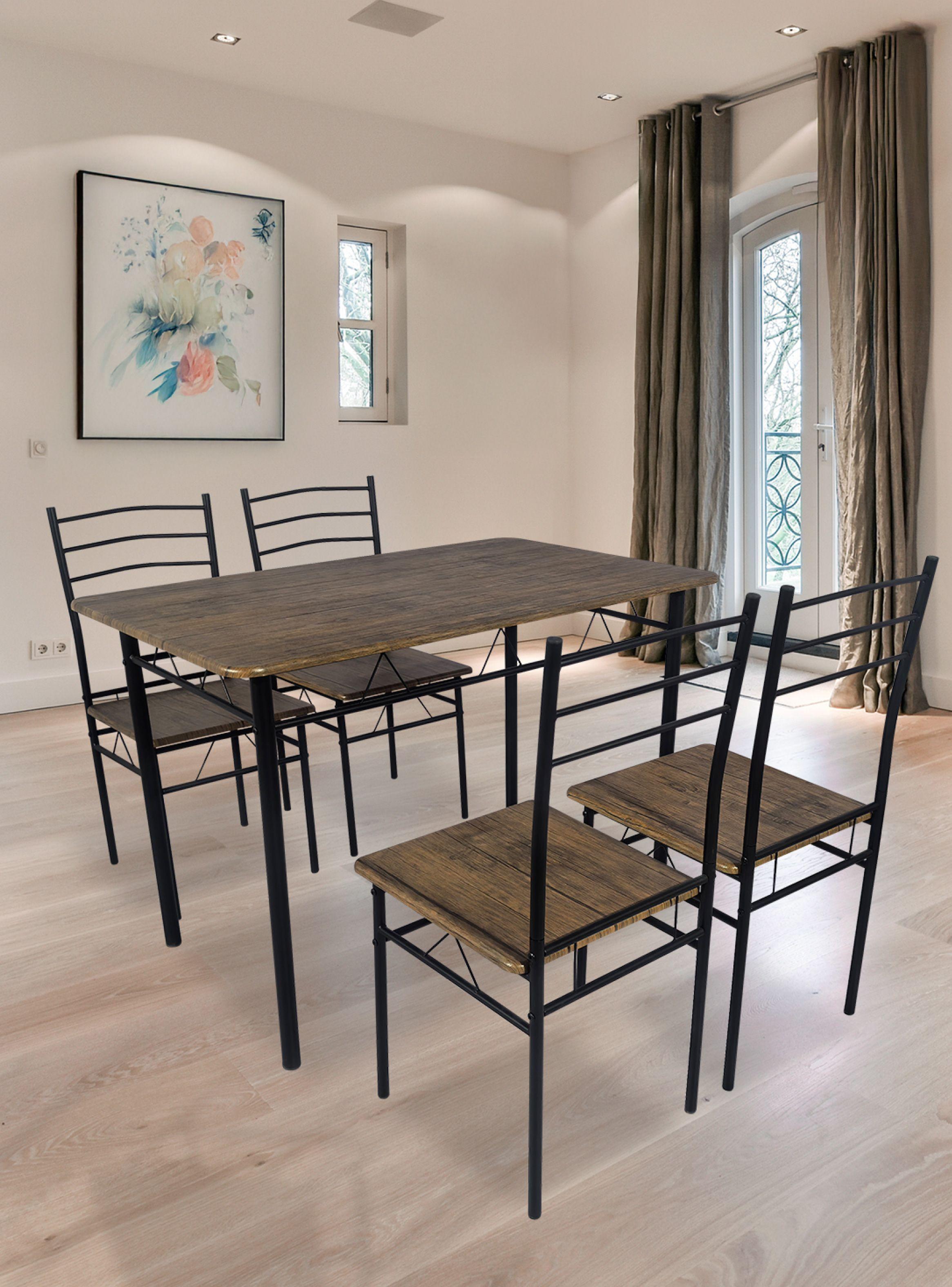 Juego de comedor 4P Capri Negro 74x70x110 cm-5