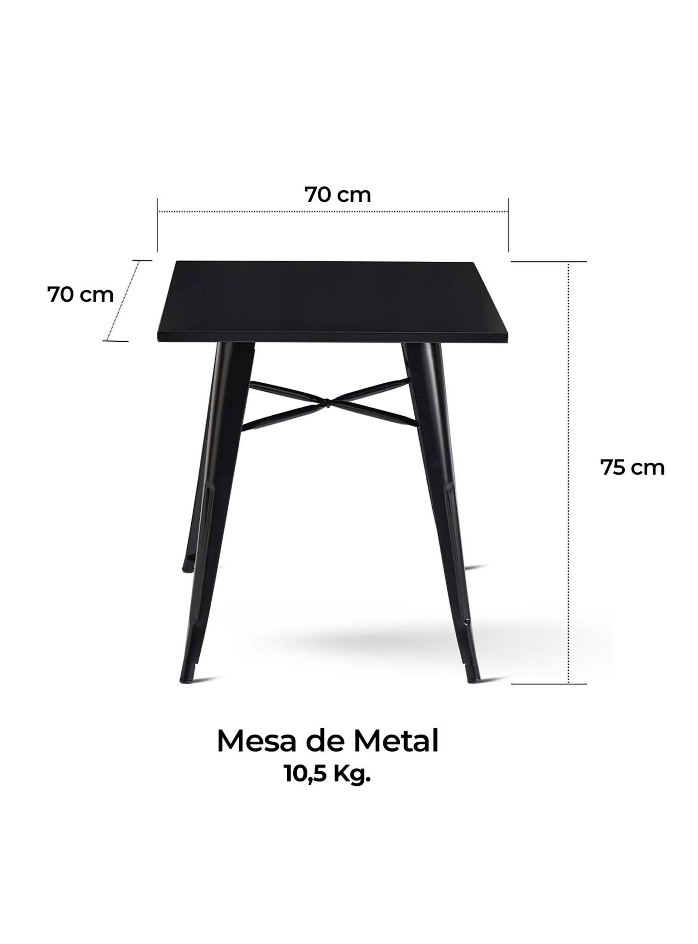 Mesa Metal Tolix Negra 70x70 cm-2
