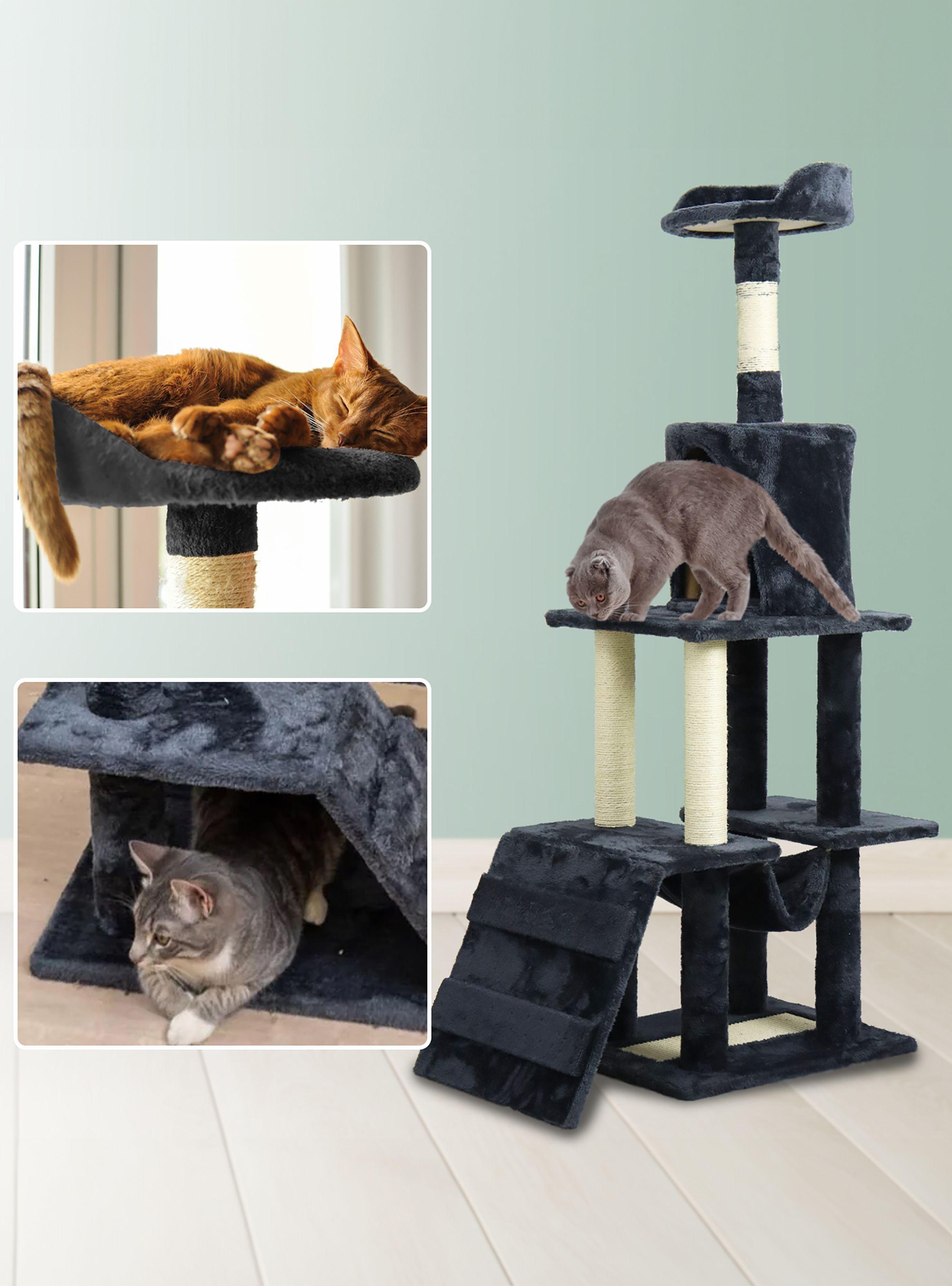 Torre Rascador Gatos Con hamaca 145cm Gris Oscuro-1