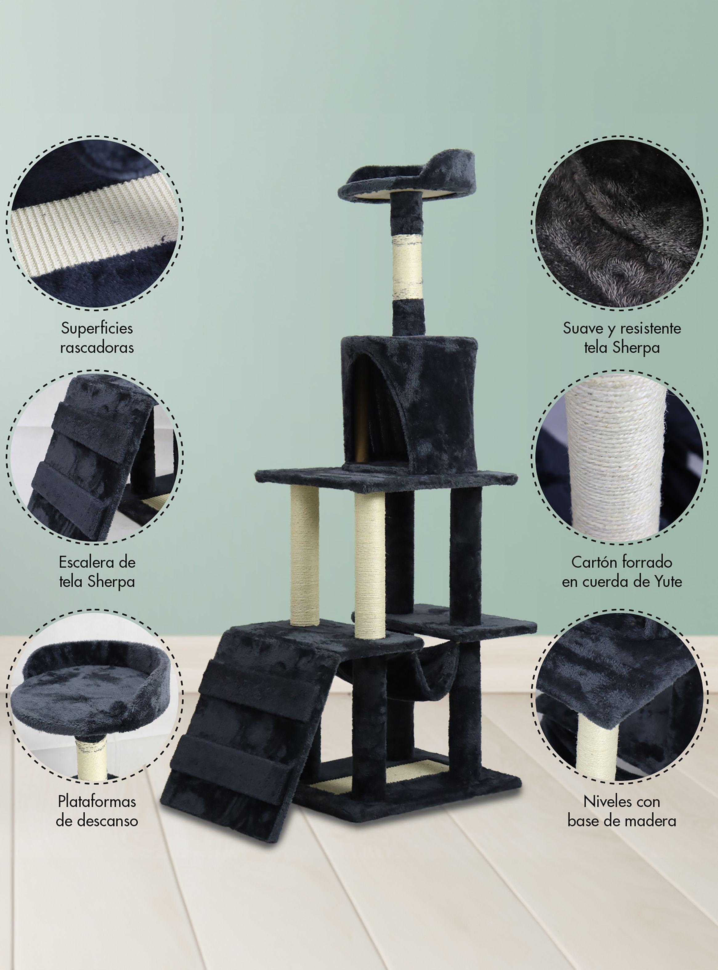 Torre Rascador Gatos Con hamaca 145cm Gris Oscuro-2