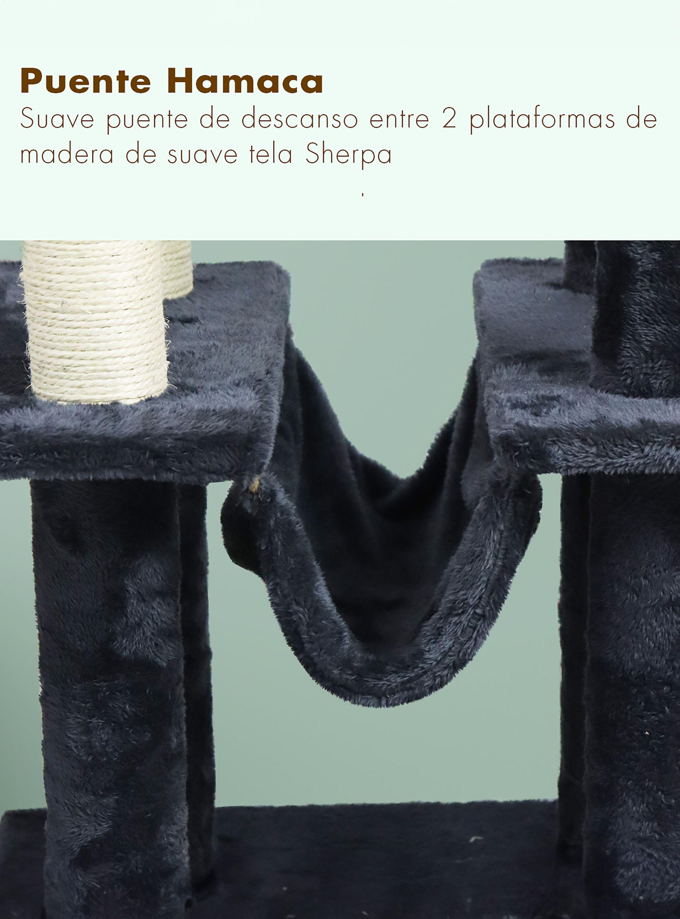 Torre Rascador Gatos Con hamaca 145cm Gris Oscuro-5