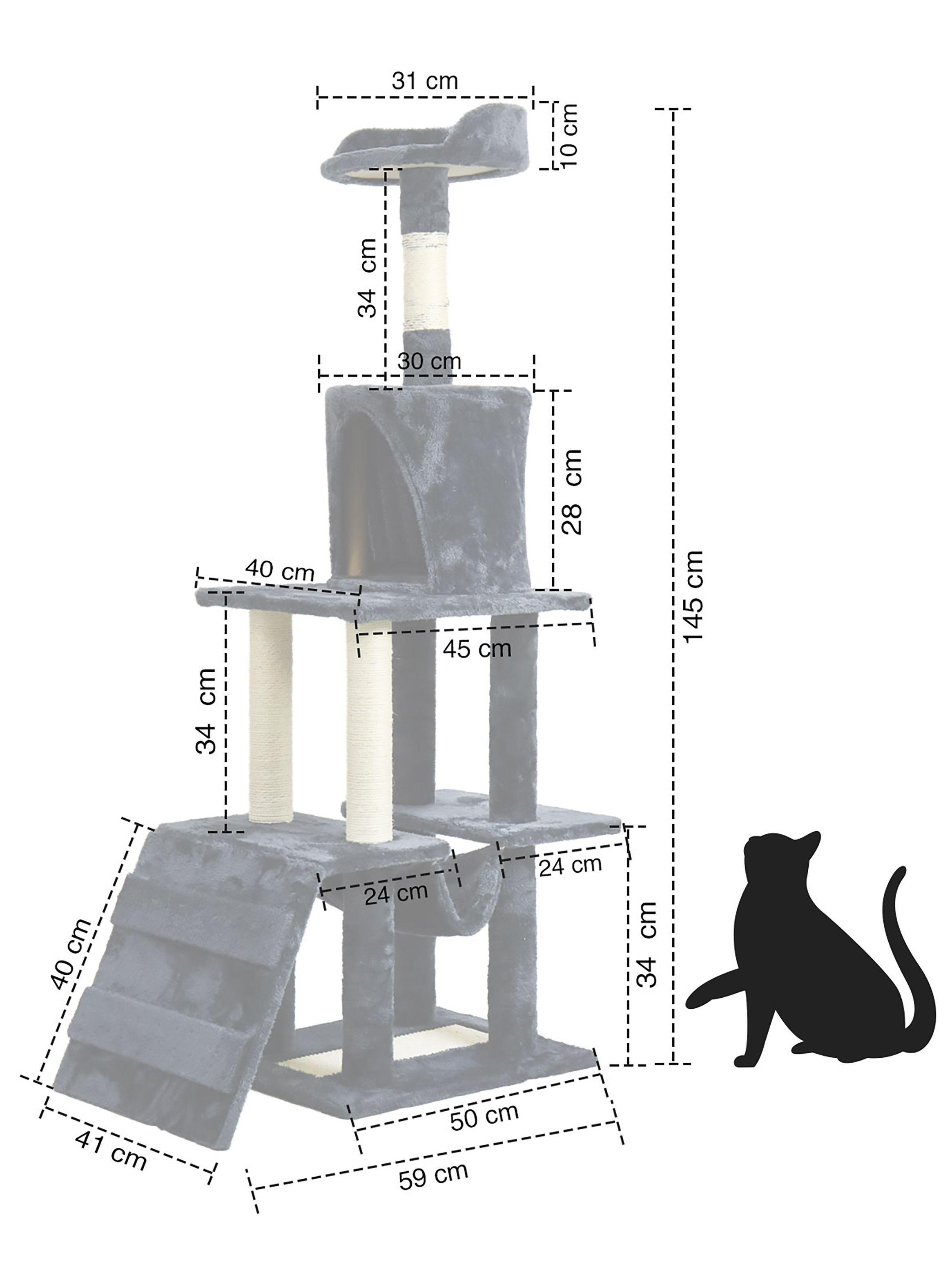 Torre Rascador Gatos Con hamaca 145cm Gris Oscuro-6