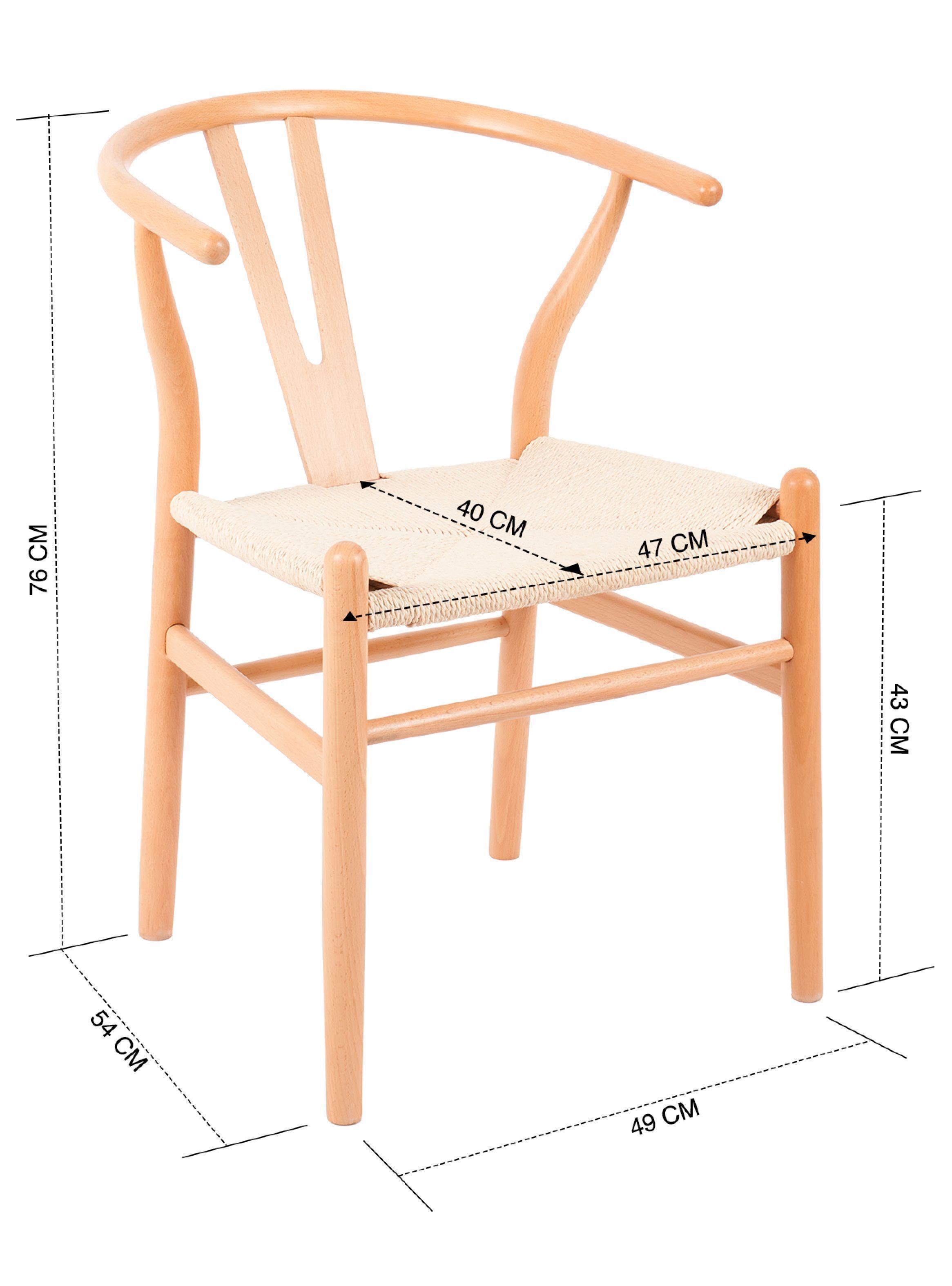 Pack 2 Sillas Comedor Novahus Wishbone Natural Beige-7