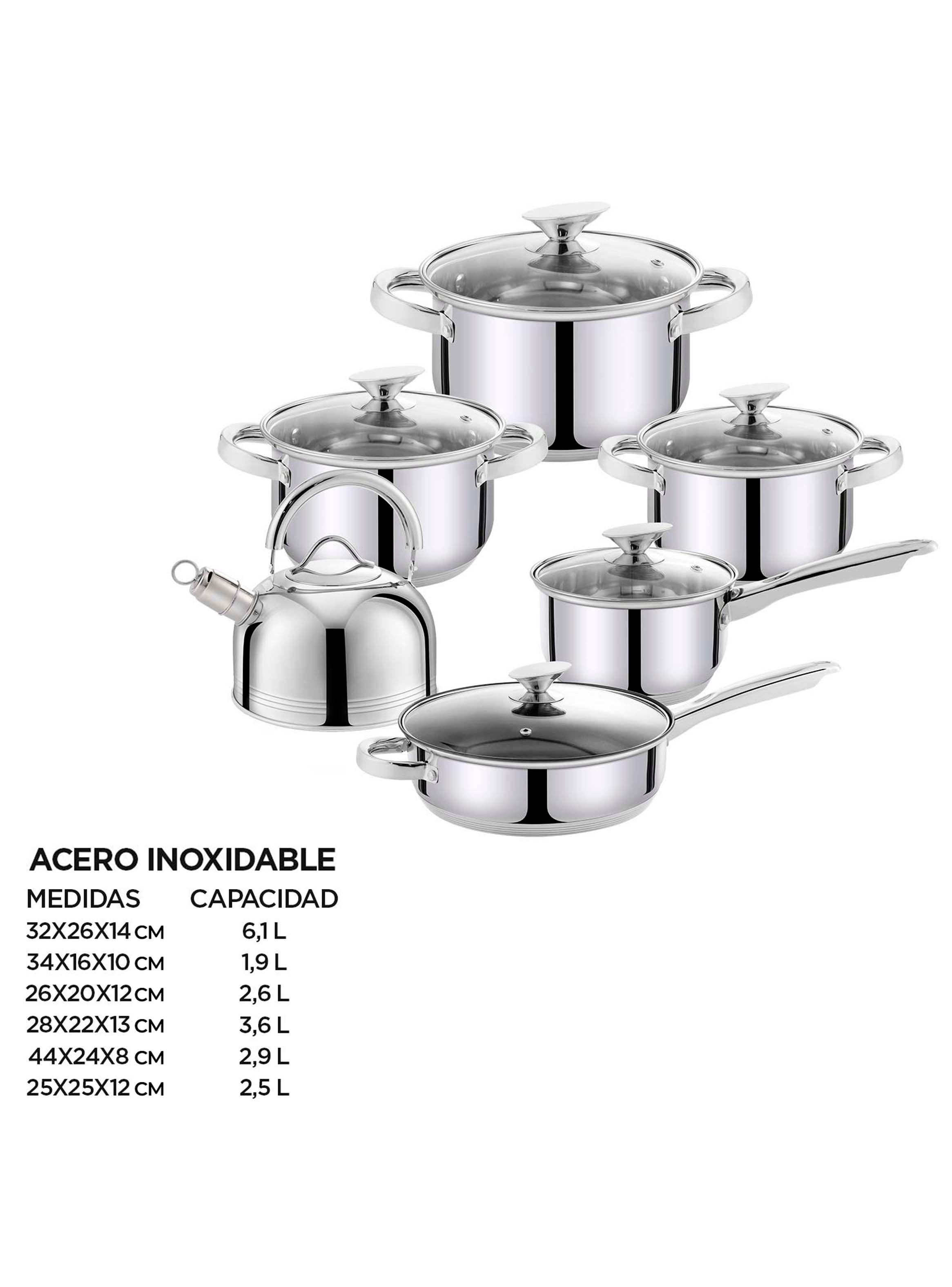 Batería 12 piezas acero inoxidable Clásica-2