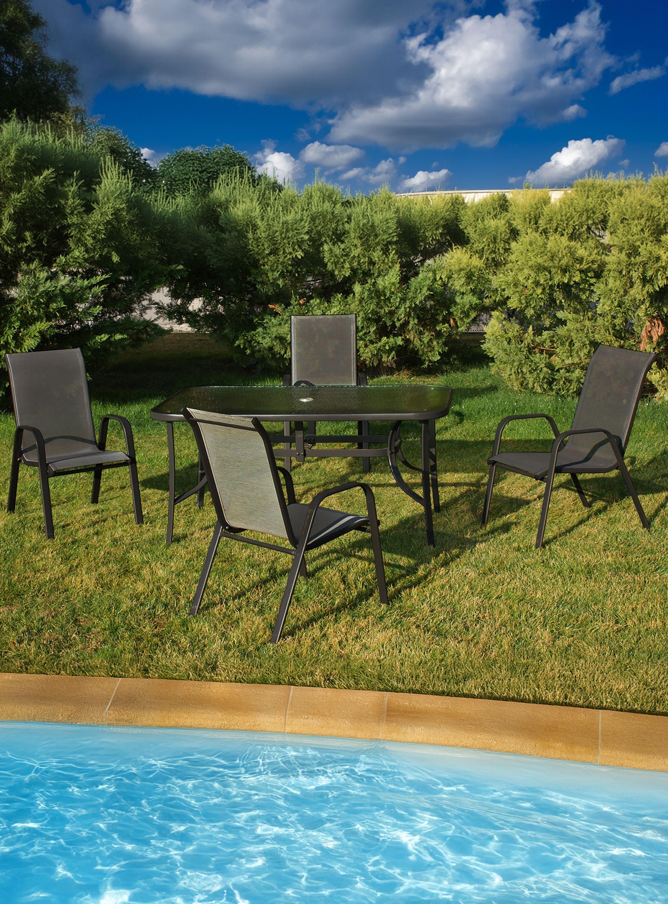 Pack 4 Sillas de Terraza Textileno y Acero Café-5