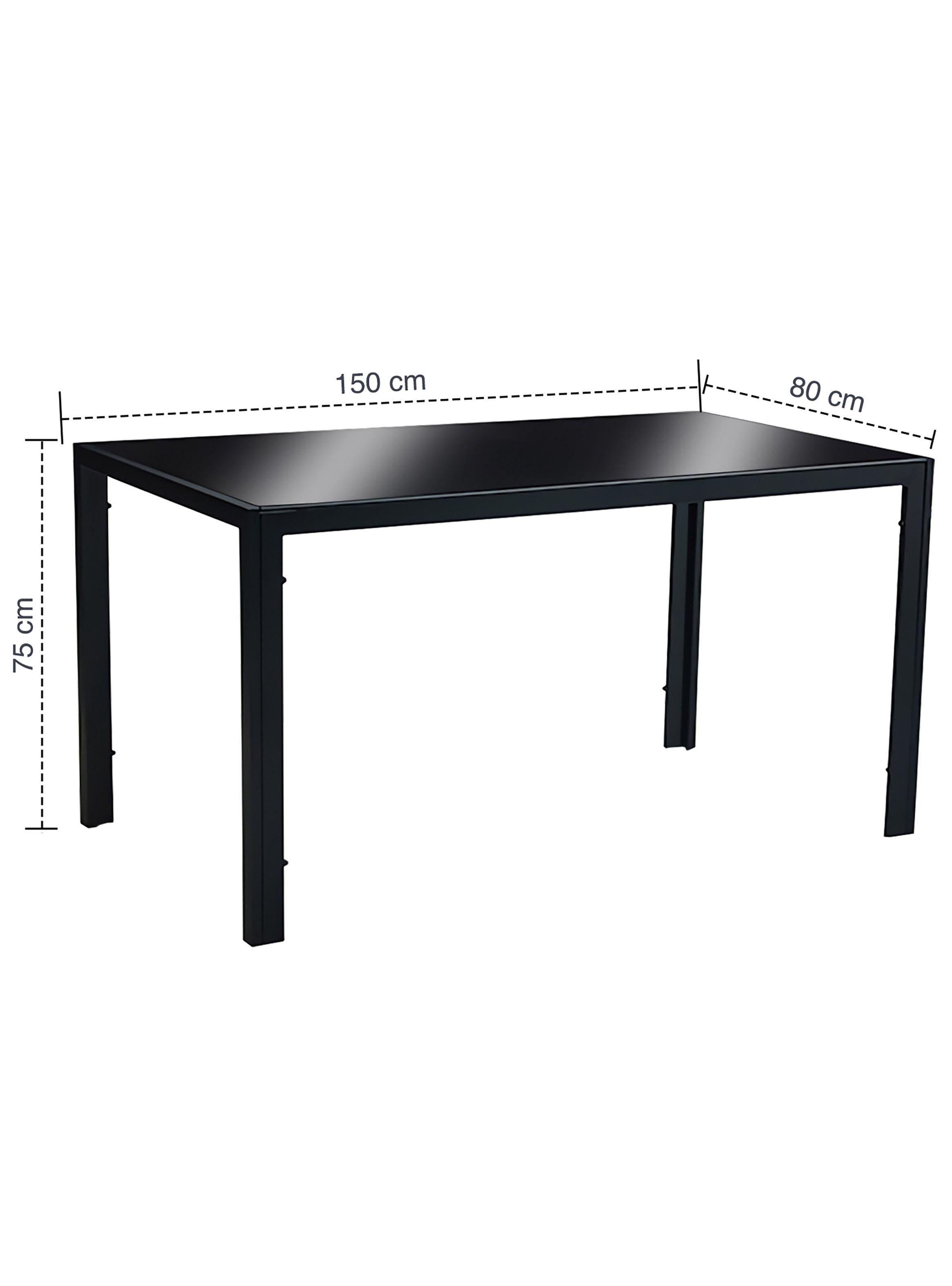 Mesa de Comedor Vidrio Negro 150x80x75cm-2