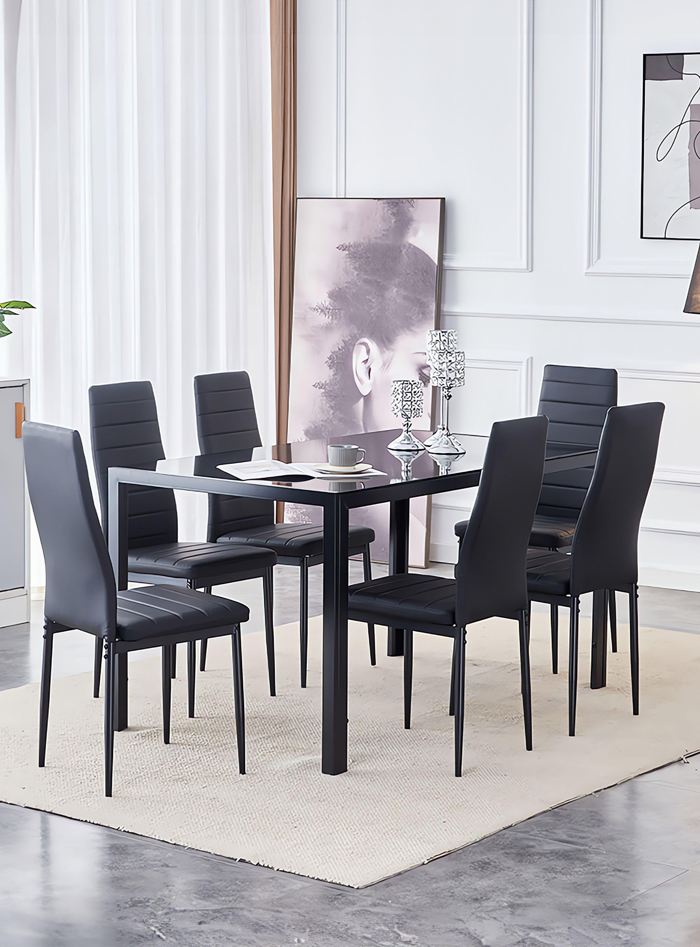 Mesa de Comedor Vidrio Negro 150x80x75cm-5