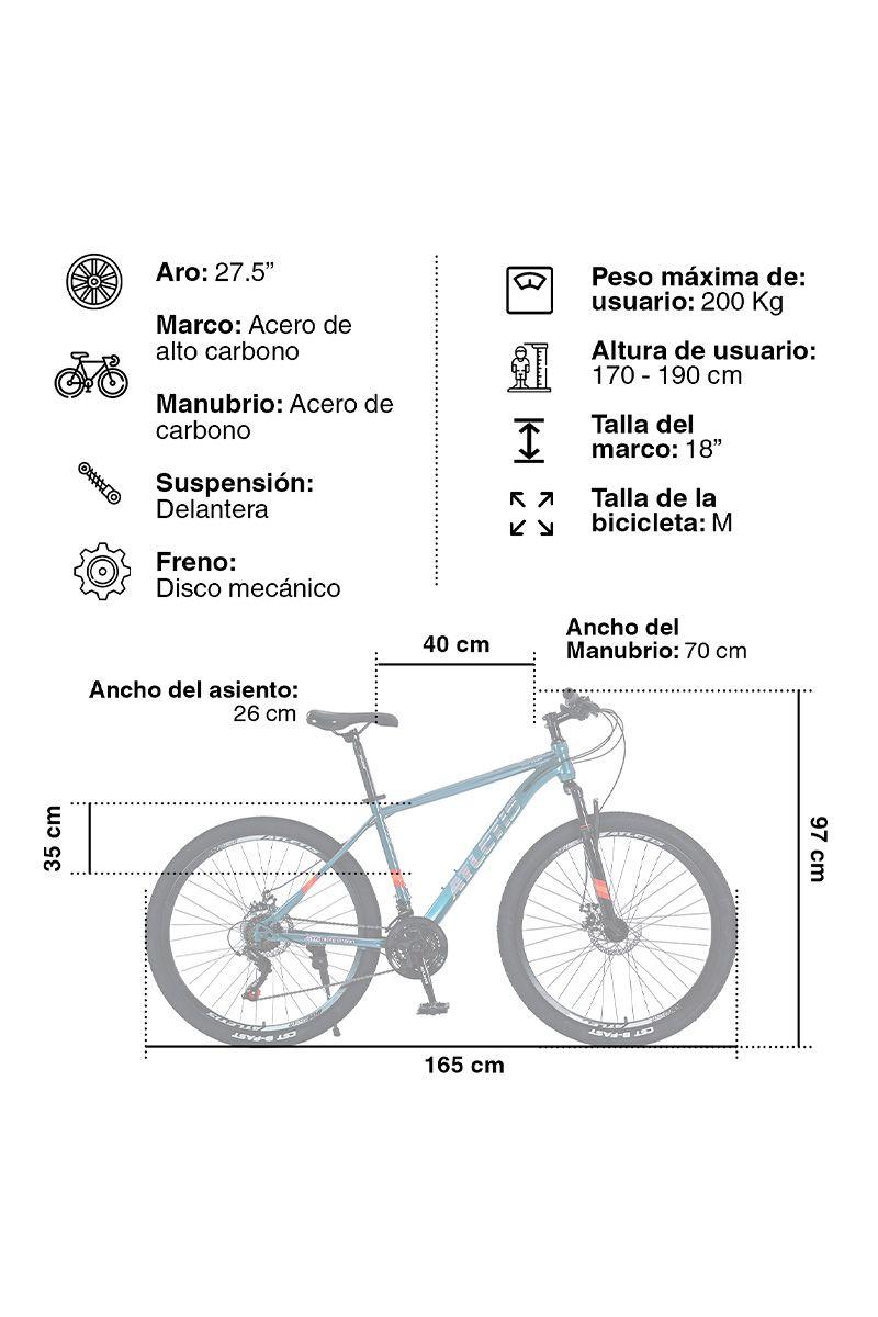 Bicicleta Mountain Bike Striker Aro 27,5" 21 Vel Hombre Azul-2