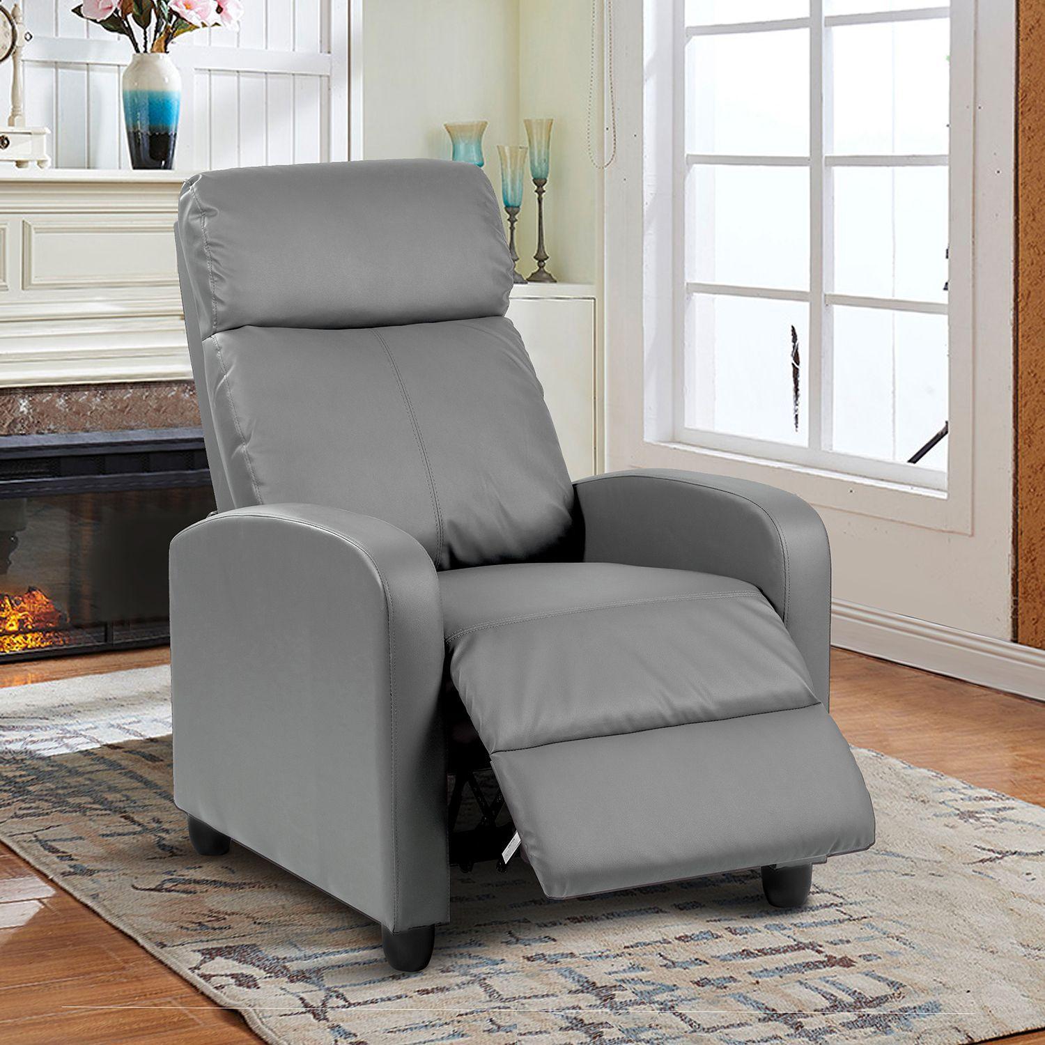Berger Reclinable de PU 100x62x68,5 cm Gris Oscuro-1