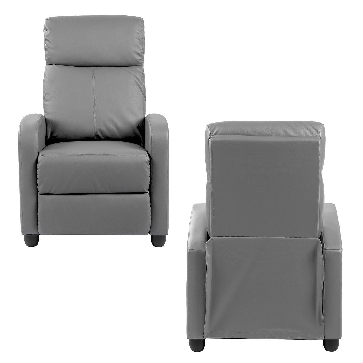 Berger Reclinable de PU 100x62x68,5 cm Gris Oscuro-4