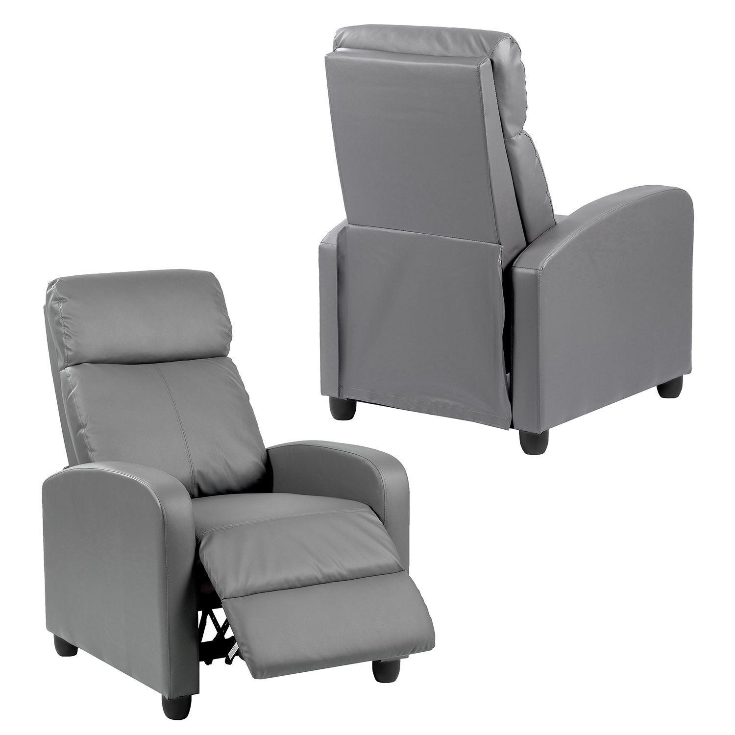 Berger Reclinable de PU 100x62x68,5 cm Gris Oscuro-5